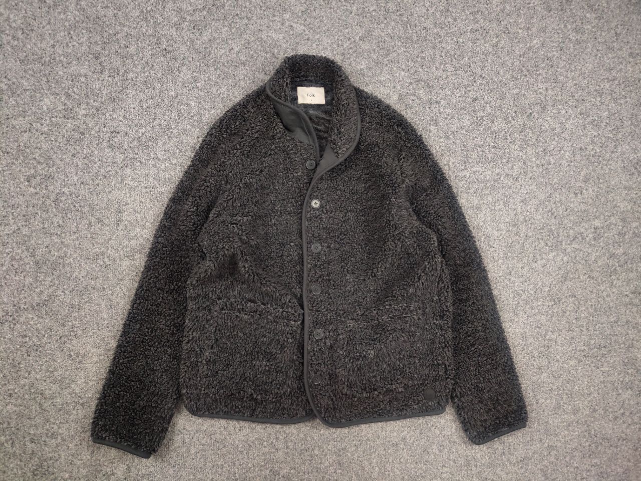 Folk Folk Design Teddy Fleece Sherpa Gray Overshirt Pocket Jacket Size US S / EU 44-46 / 1 - 1 Thumbnail