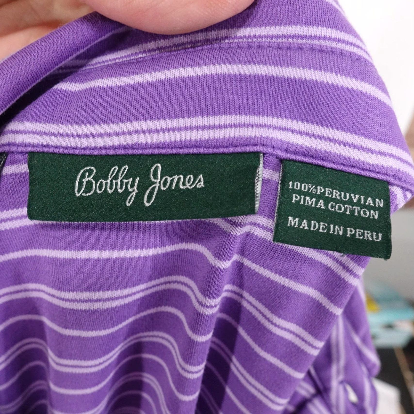 Vintage Bobby Jones Polo Shirt Men Medium Purple Striped Golf 100% Pima Cotton Casual Short Sleeve Size US M / EU 48-50 / 2 - 7 Thumbnail