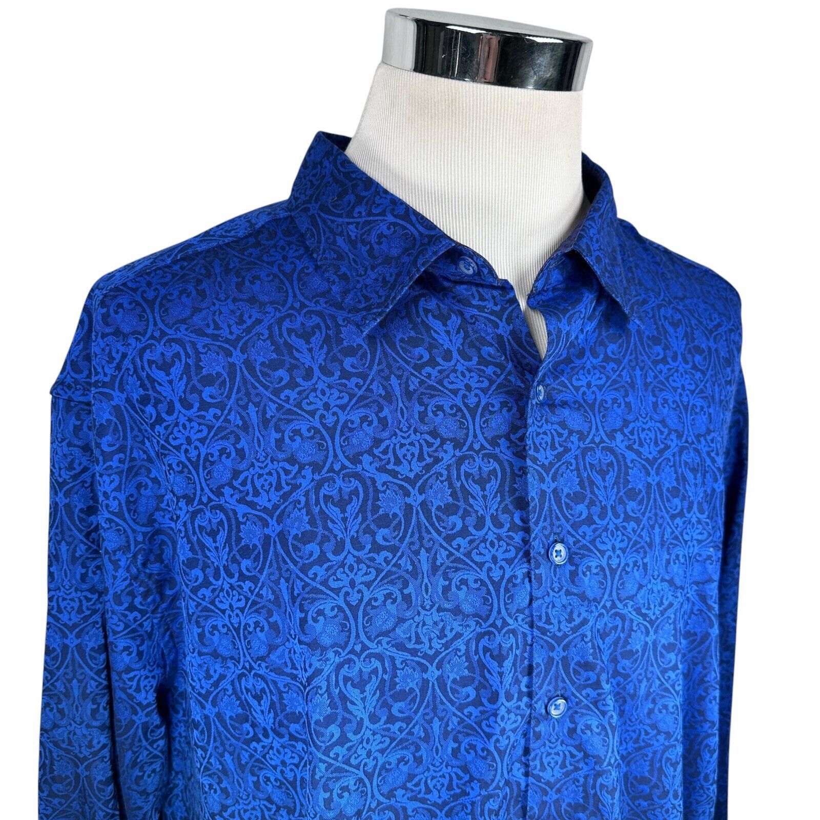 Robert Graham Robert Graham Shirt Men's 3XL XXXL Blue Damask Flip Cuff Size US XXL / EU 58 / 5 - 2 Thumbnail
