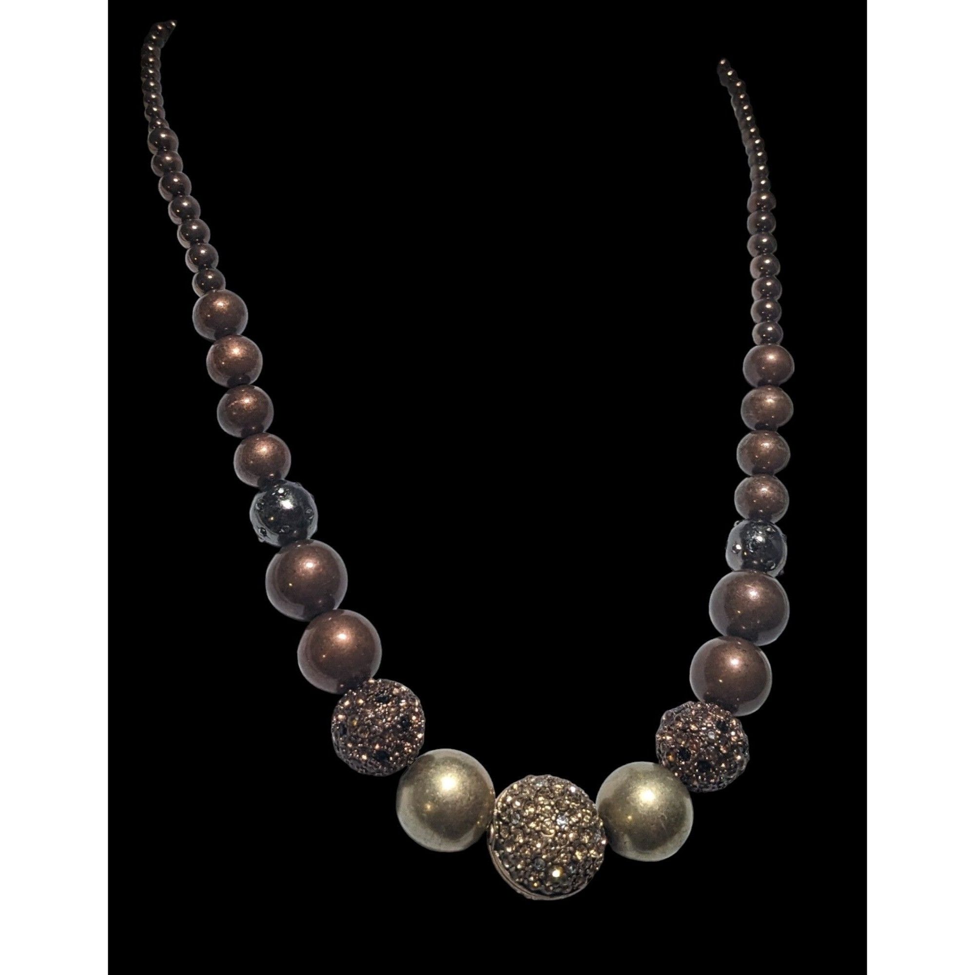 Chicos Chico's Vintage Brown & Gold Beaded Necklace Size ONE SIZE - 3 Thumbnail
