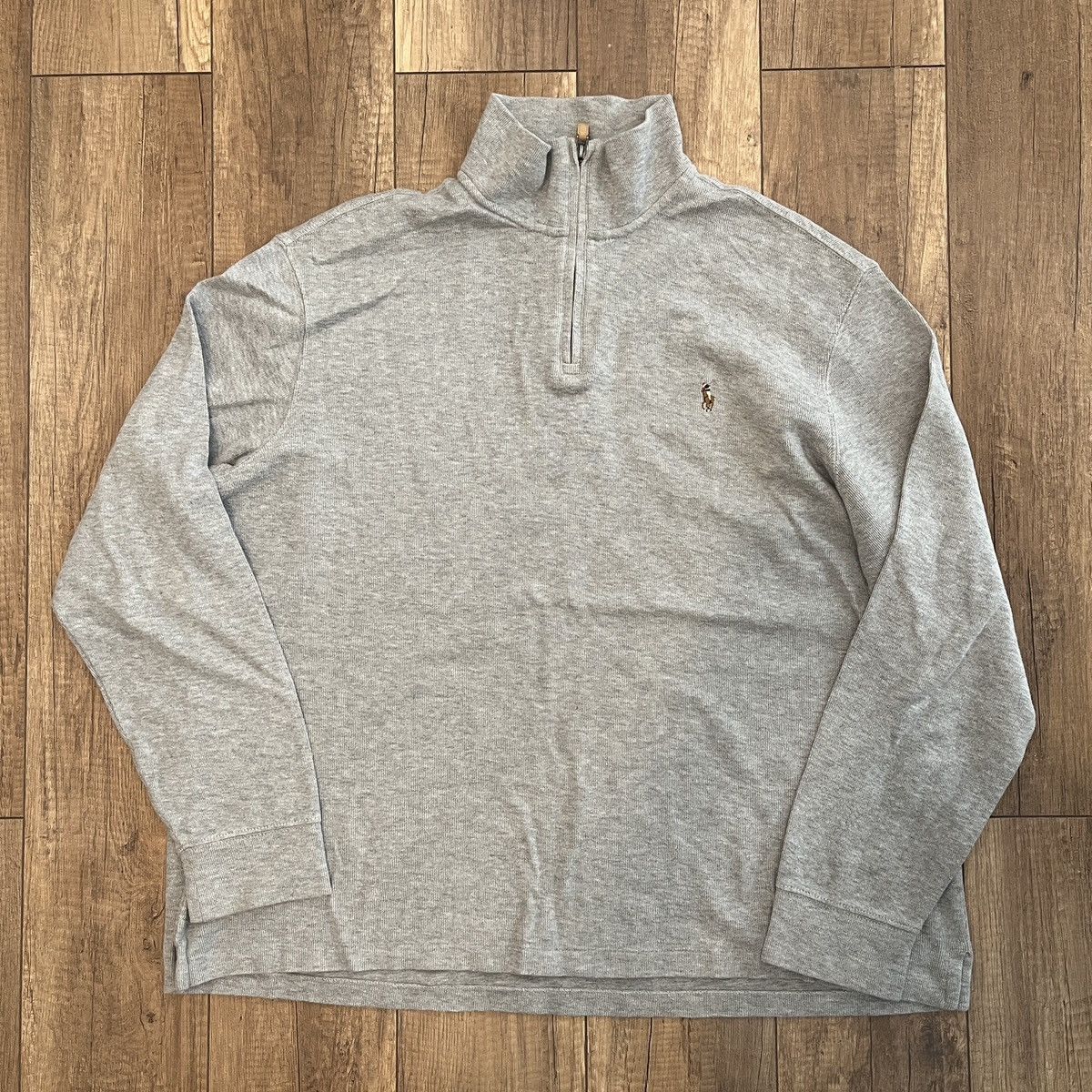 Polo Ralph Lauren Grey Sweater Jumper Half Zip Estate Rib