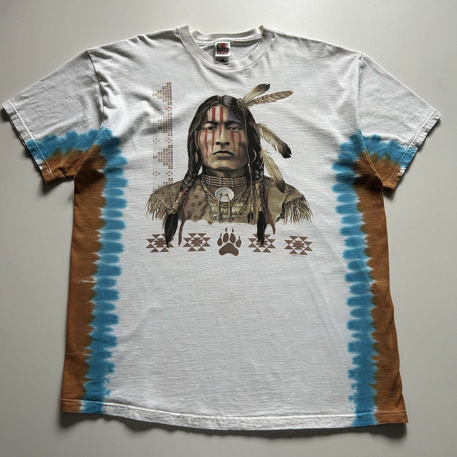 Fruit Of The Loom Vintage Liquid Blue T Shirt XXL Tie Dye Y2K Native American Size US XXL / EU 58 / 5 - 1 Thumbnail
