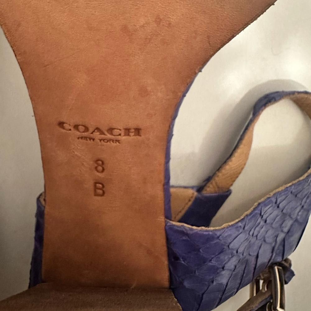 Coach COACH Lexey Snakeskin Chunky Open Toe Sandals Marine Blue 8 Size US 8 / IT 38 - 12 Thumbnail