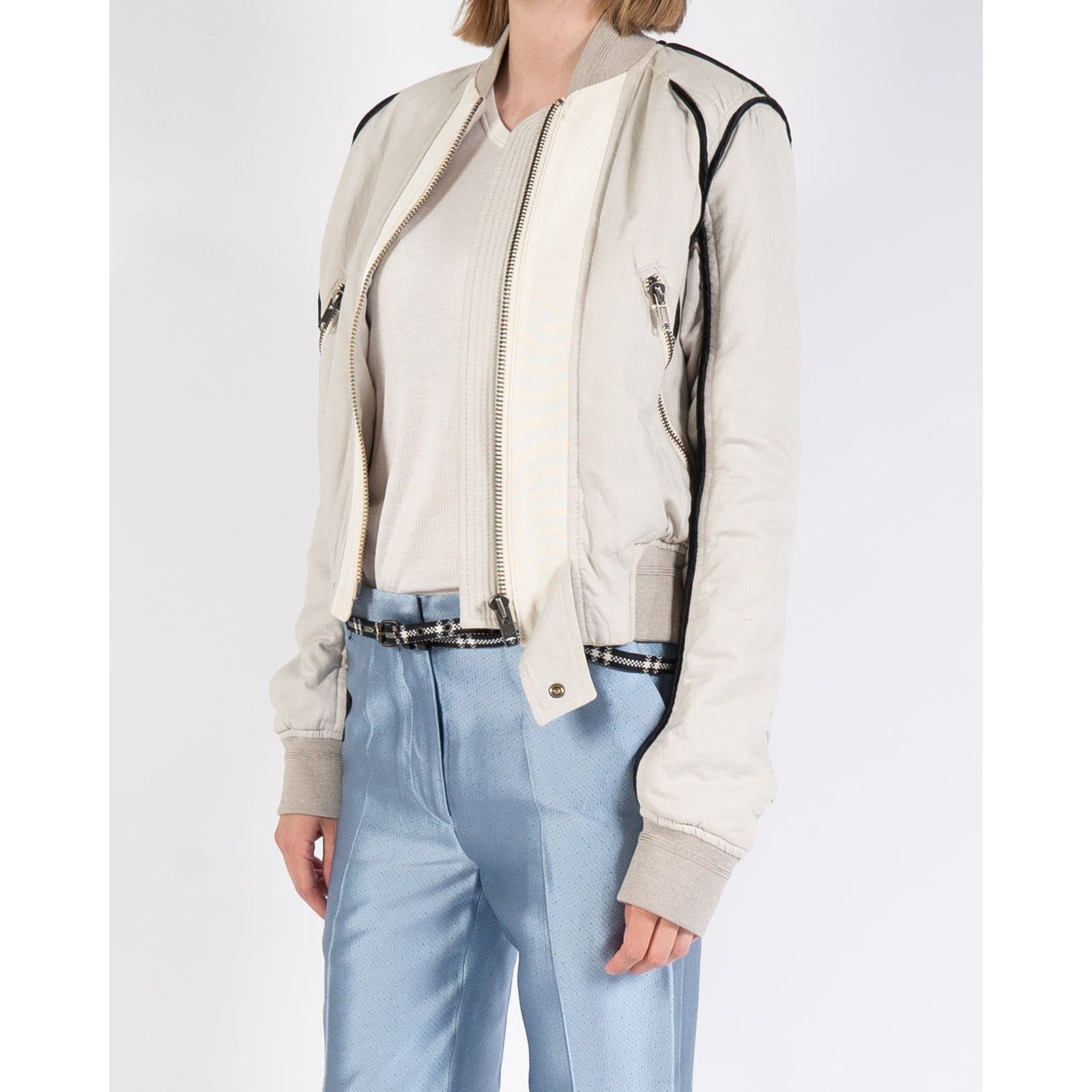 Haider Ackermann SS18 Cropped Bomber Jacket in Cream Cotton & Viscose Size S / US 4 / IT 40 - 4 Thumbnail
