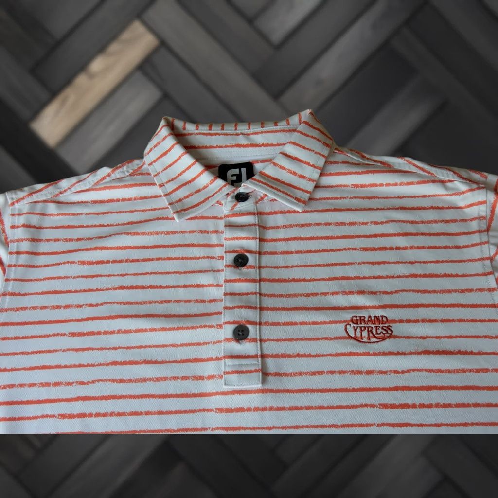 Footjoy FootJoy Polo Shirt Striped Orange Men M Short Sleeve Polyester Size M Shirt Mens Size US M / EU 48-50 / 2 - 1 Thumbnail