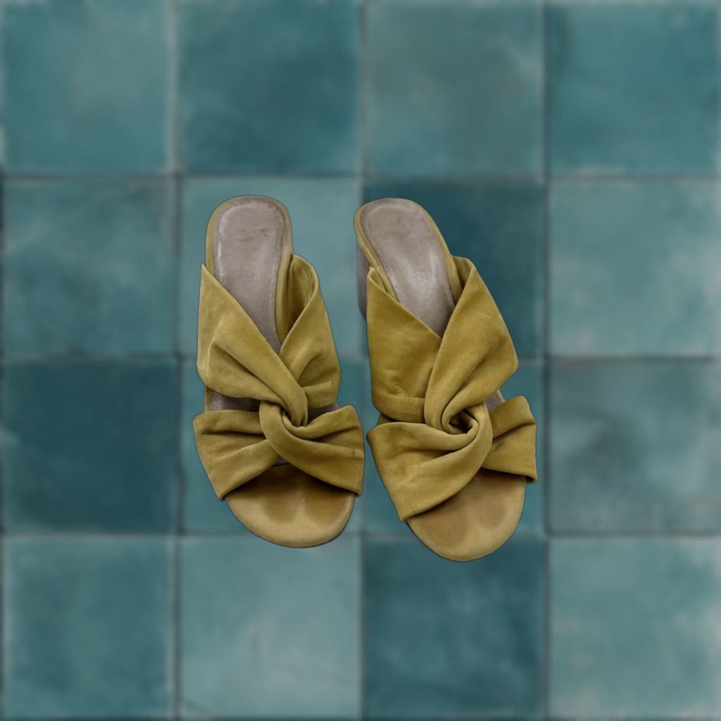 Madewell Yellow Leather Strappy Sandals WomenS 8 Block Heel Shoes, Women's