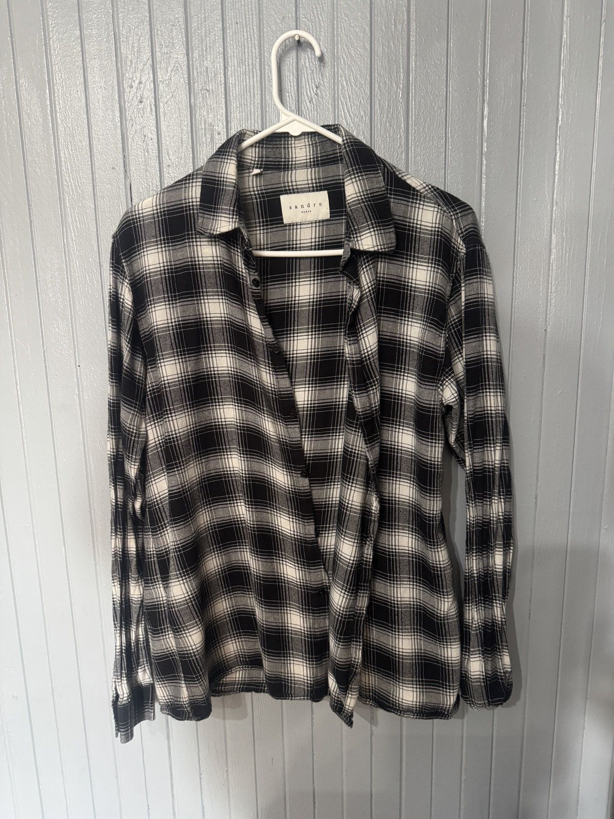 Sandro Sandro Paris Black/White Plaid Shirt Size US L / EU 52-54 / 3 - 2 Thumbnail