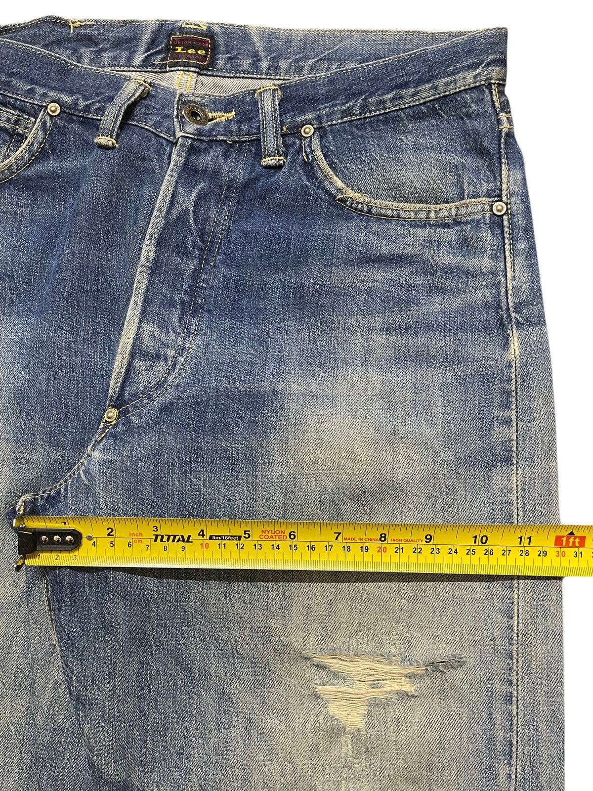Lee Vintage 70s Lee Union Made Selvedge Mud Wash Faded Distress Size US 32 / EU 48 - 22 Thumbnail