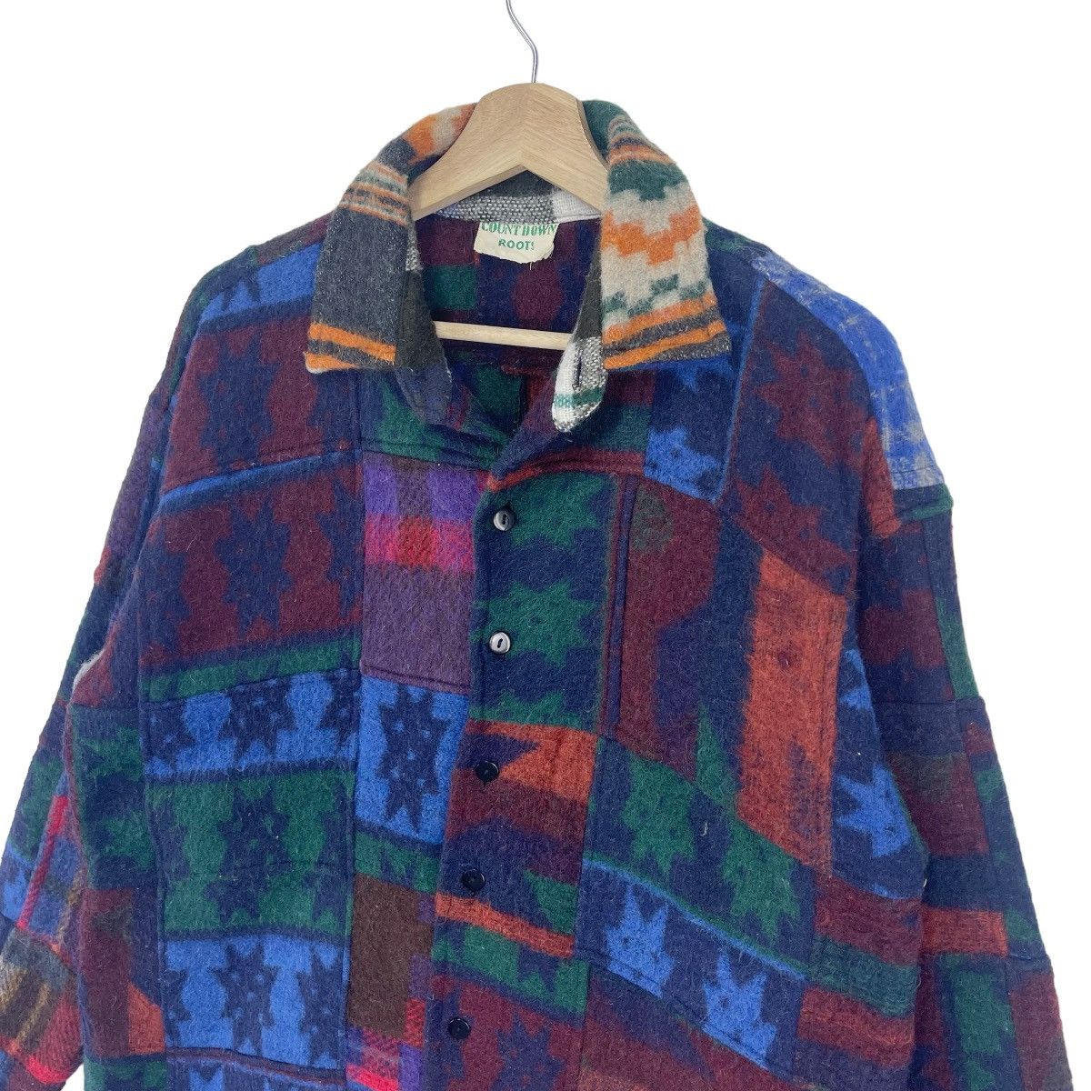 Vintage 70’s Count Dowm Roots Wool Patchwork Plaid Jacket Size US L / EU 52-54 / 3 - 3 Thumbnail