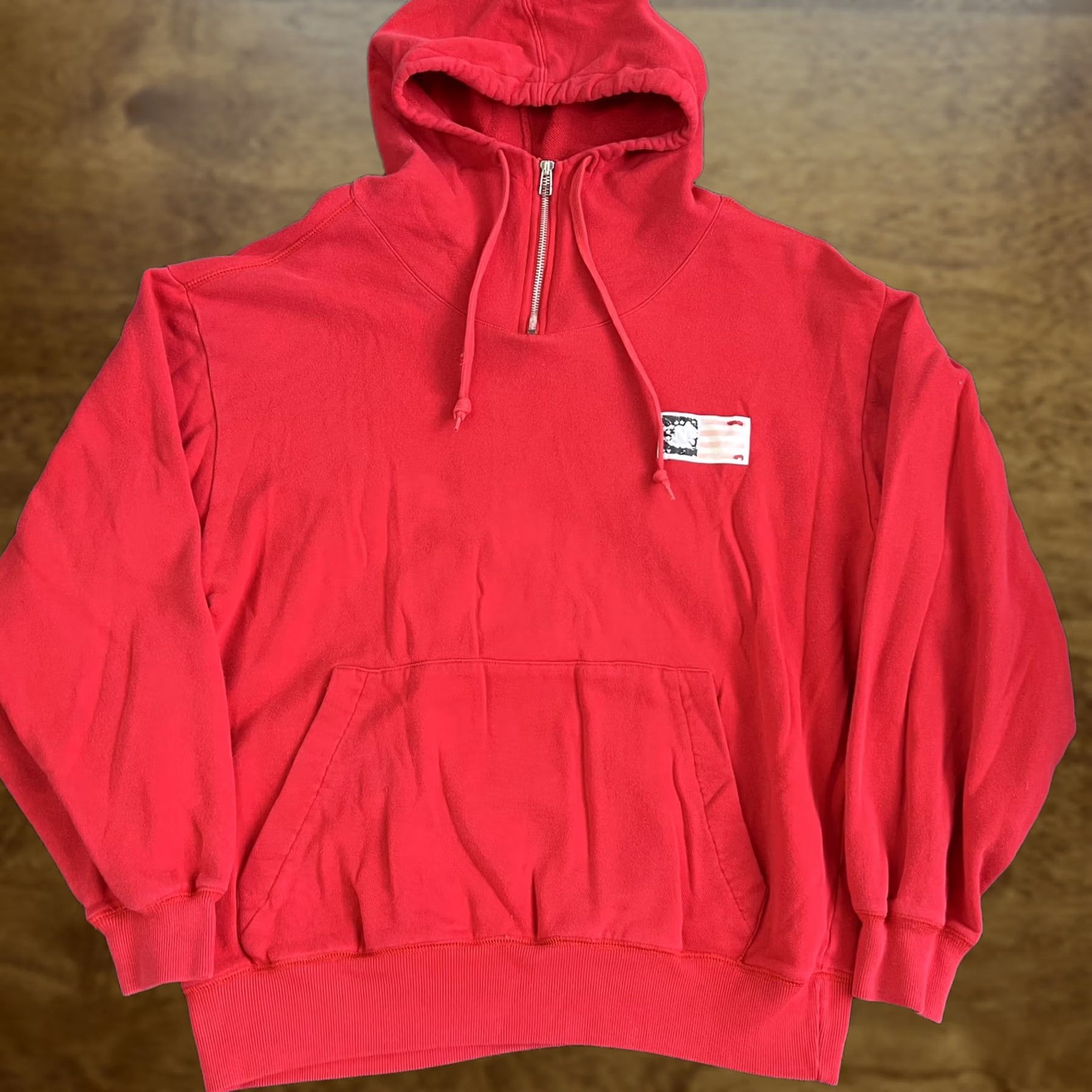 Nautica VINTAGE 90s Nautica Hoodie Mens Medium Red Fleece 1/4 Zip Flag Patch Sweatshirt Size US M / EU 48-50 / 2 - 1 Thumbnail