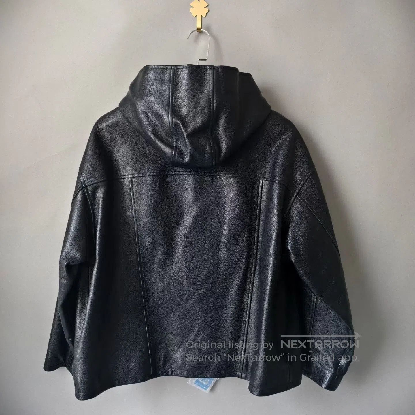 Celine CELINE Black Leather Hooded Wool Jacket. Size S / US 4 / IT 40 - 2 Thumbnail
