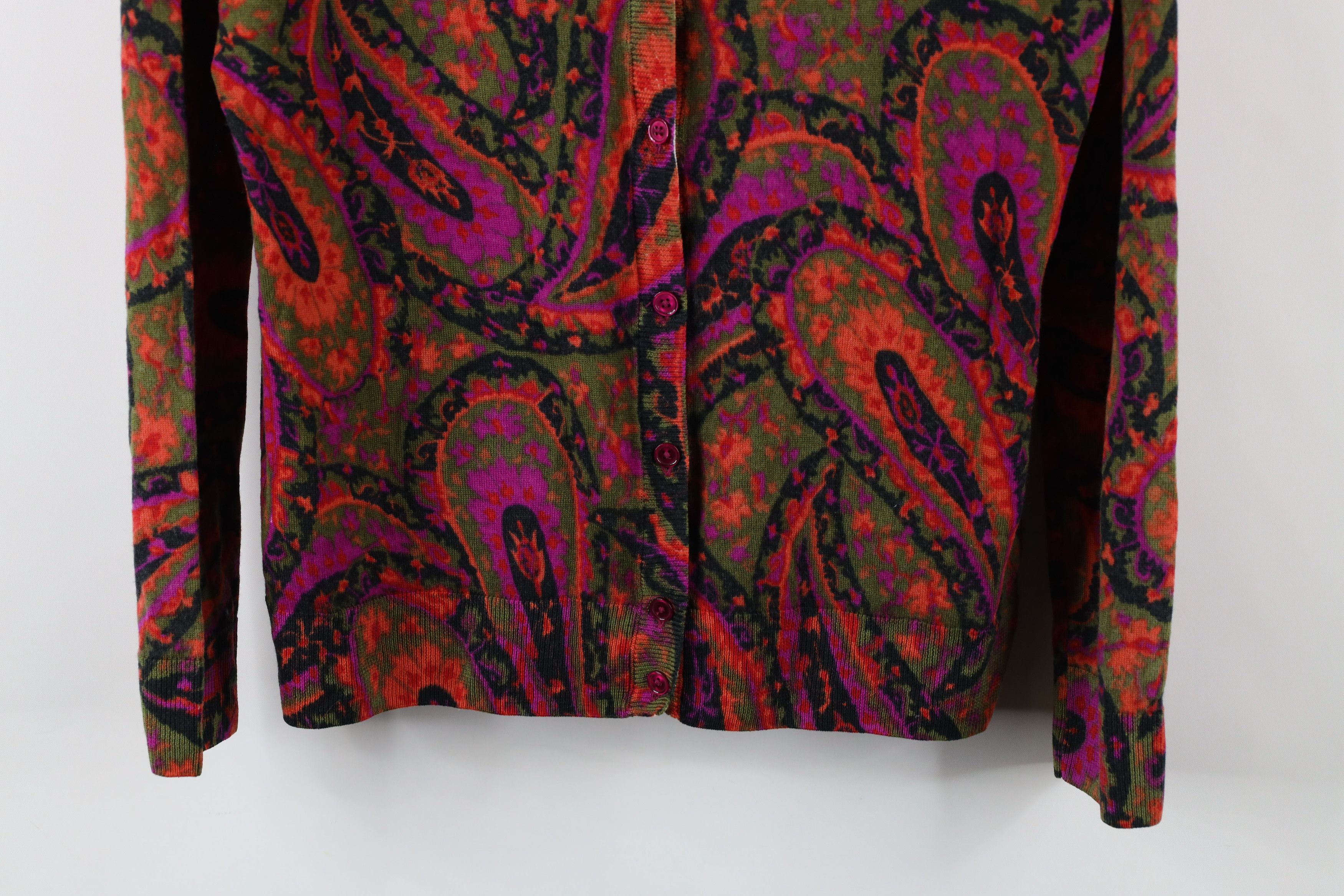Vintage Vintage Streetwear Paisley Merino Wool Knit Cardigan Sweater Size M / US 6-8 / IT 42-44 - 3 Thumbnail