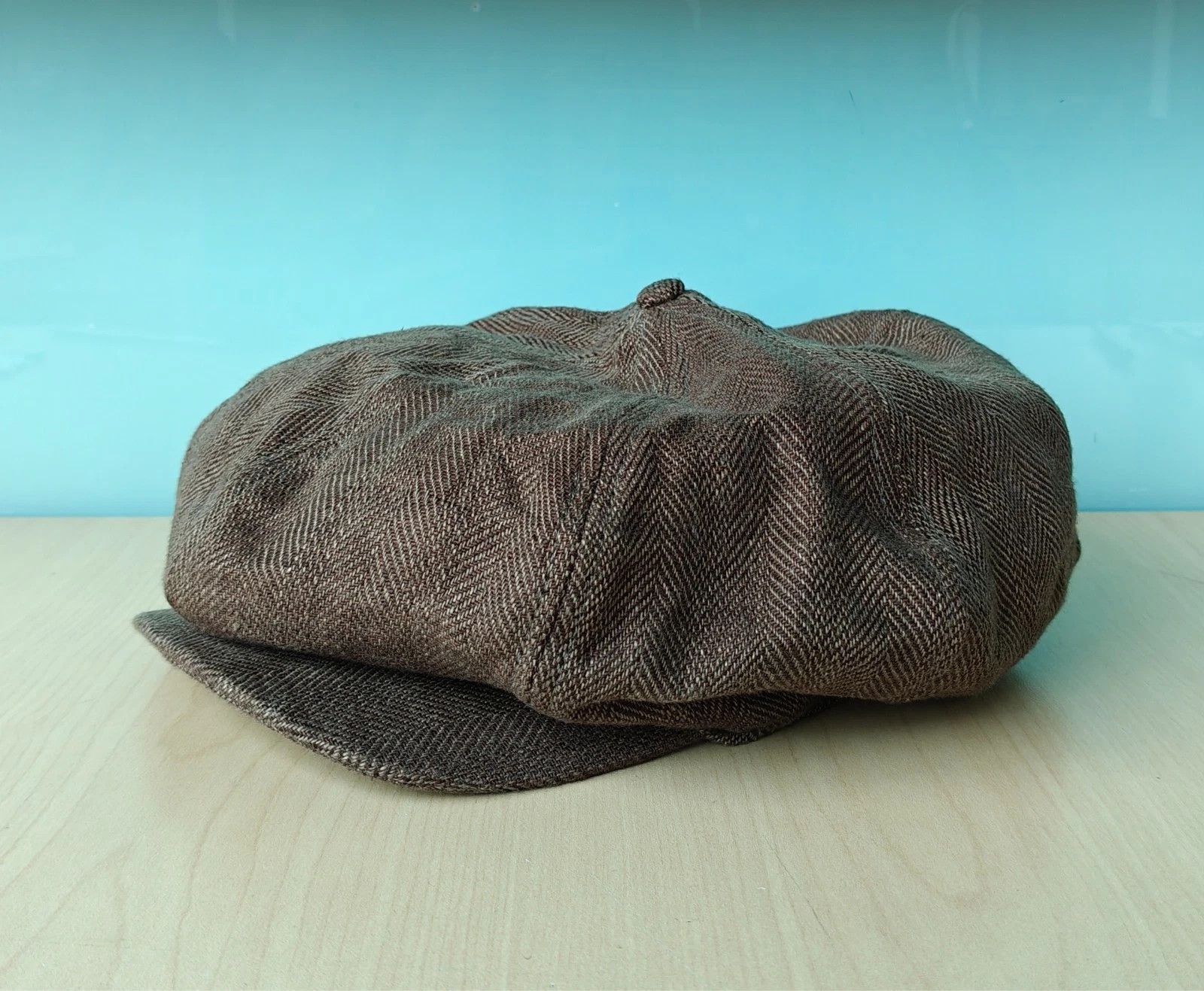 RRL Ralph Lauren DOUBLE RL Linen Herringbone Newsboy Cap T/1906 Size ONE SIZE - 3 Thumbnail