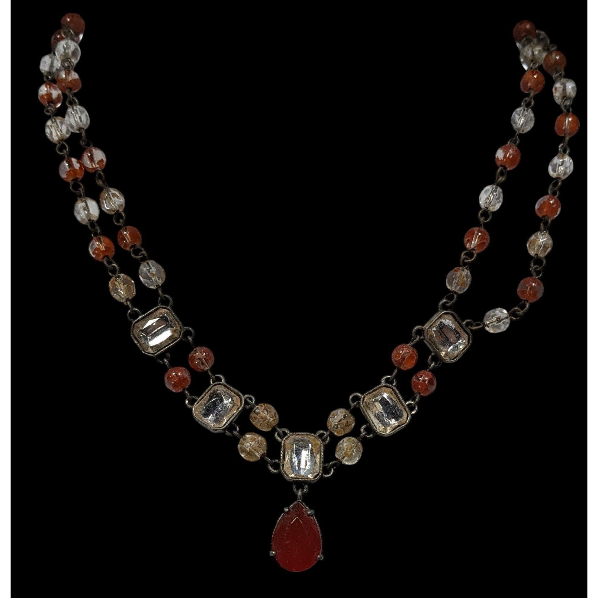 Other Vintage Avon 80s Clear And Brown Beaded Gemmed Necklace Size ONE SIZE - 1 Thumbnail