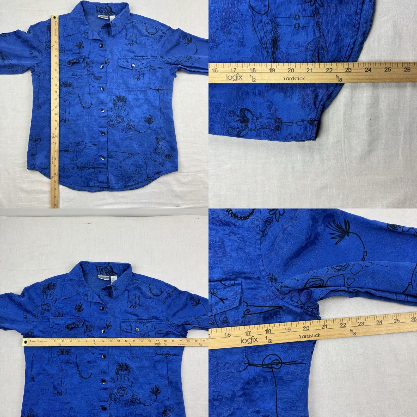 Vintage VINTAGE Chicos Button Up Shirt Womens Size 1 Silk Linen Blend Animals Nature Hipster Blue Size XS / US 0-2 / IT 36-38 - 8 Thumbnail