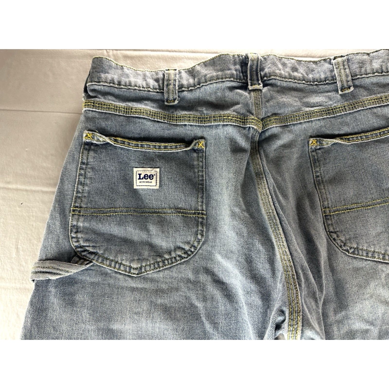 Lee VTG Lee Work Dungarees Mens Carpenter Shorts Size 38 Blue Denim Size US 38 / EU 54 - 3 Thumbnail