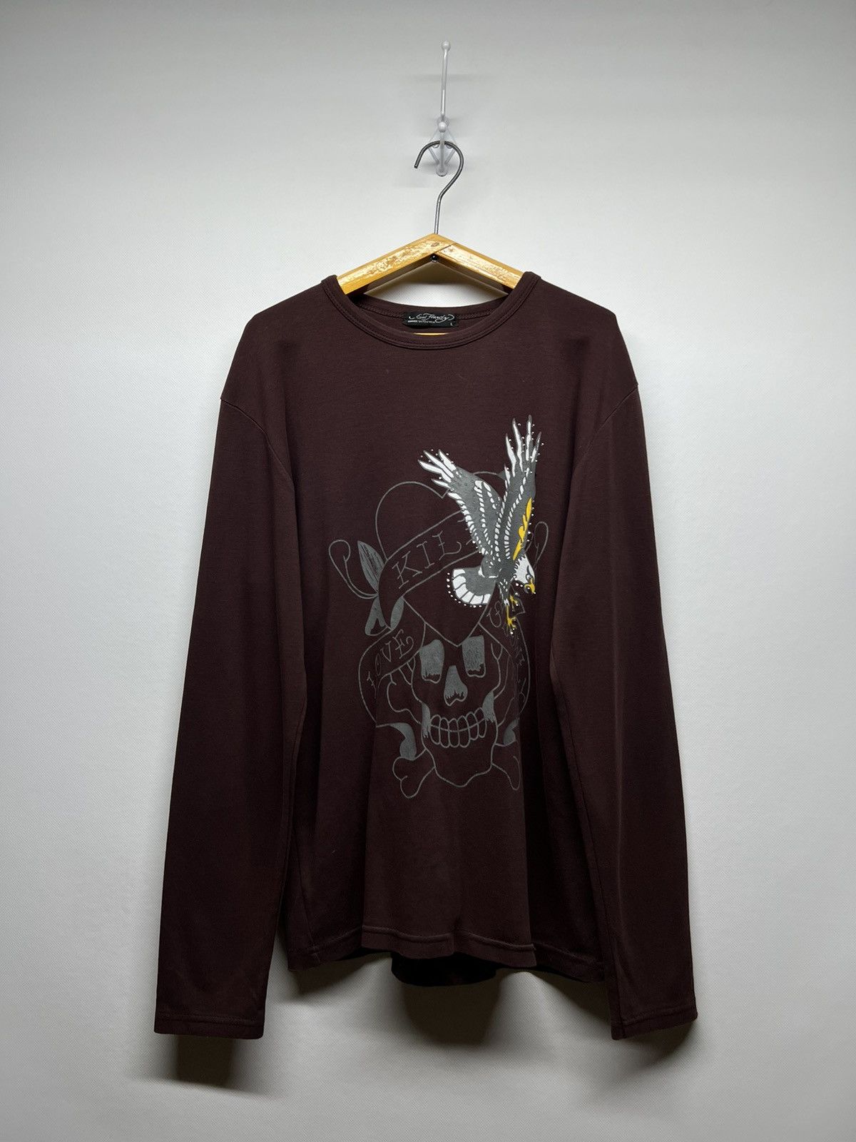Ed Hardy Vintage Y2k Ed Hardy Skull Eagle 🦅☠️ Brown 🤎 Long Sleeve 00’s Size US L / EU 52-54 / 3 - 1 Thumbnail
