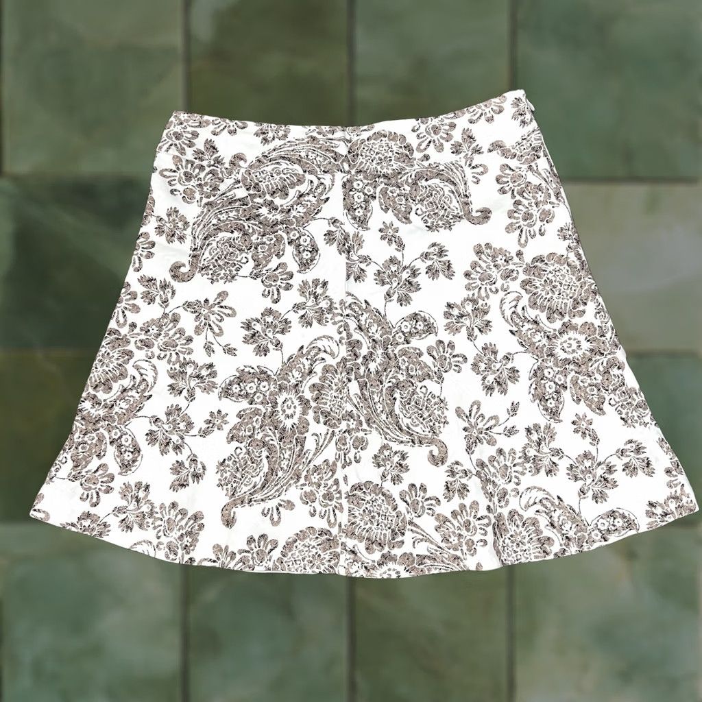 Merona Merona Skirt Womens A-Line 10 Beige Floral 100% Linen Lined Knee Length Zip Vintage: No Shirt? (Note: This line seems incorrect) Size 32" / US 10 / IT 46 - 1 Thumbnail