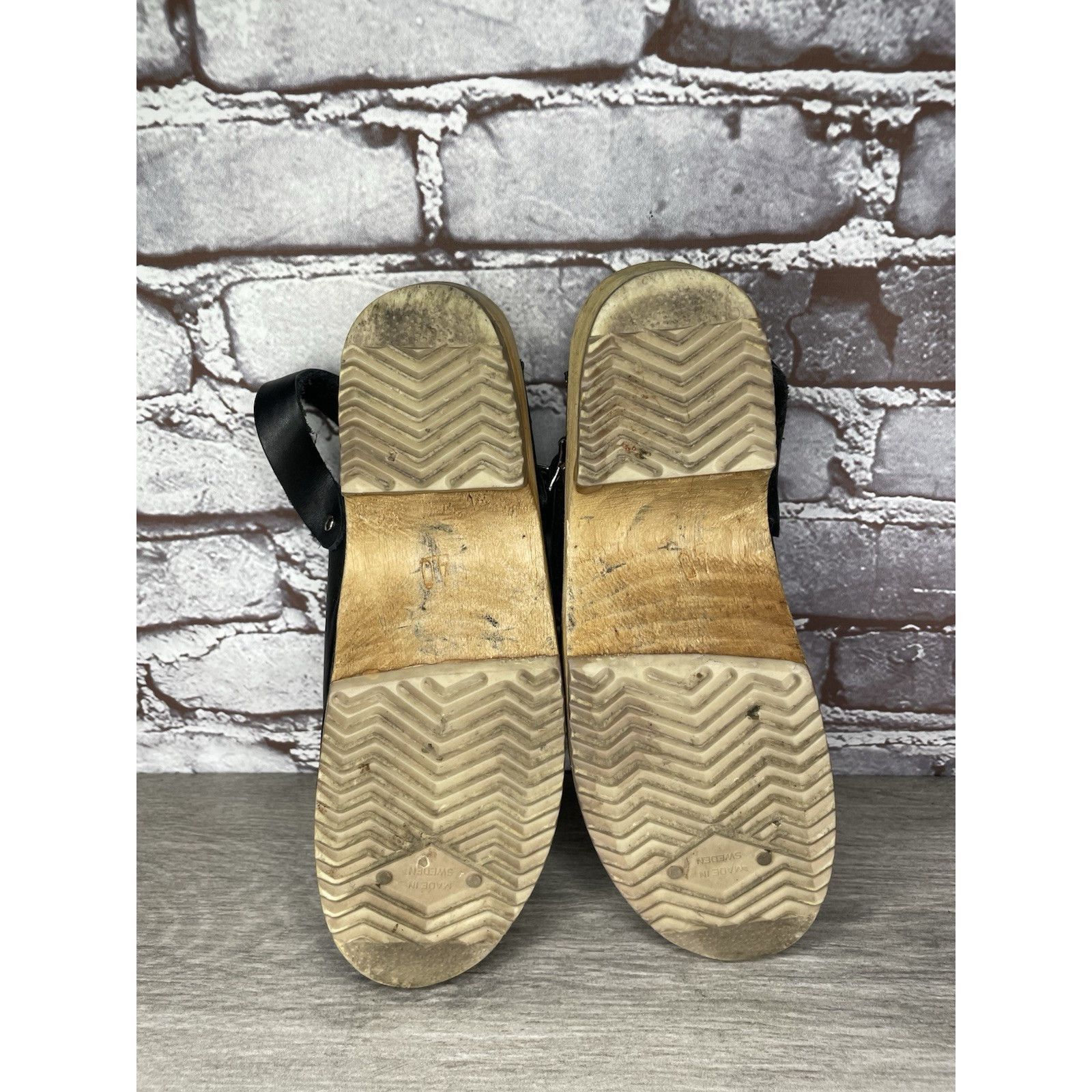 Miansai MIA Alma Swedish Black Leather Wooden Heel Strap Clogs Women Size US 9.5 / IT 39.5 - 18 Thumbnail