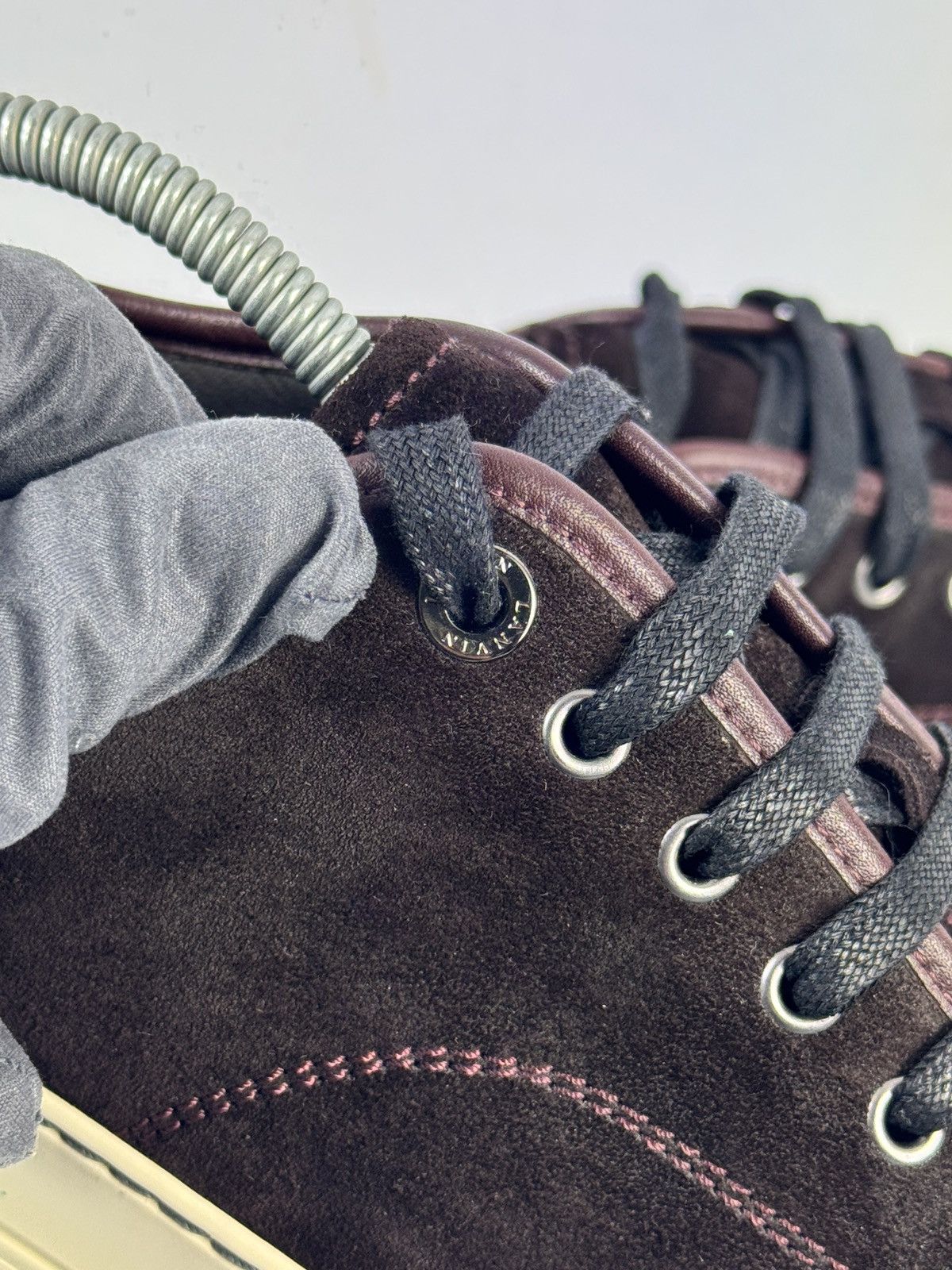 Lanvin BURGUBDY VELVET AND PATENT TOE SNEAKERS Size US 8 / EU 41 - 7 Thumbnail