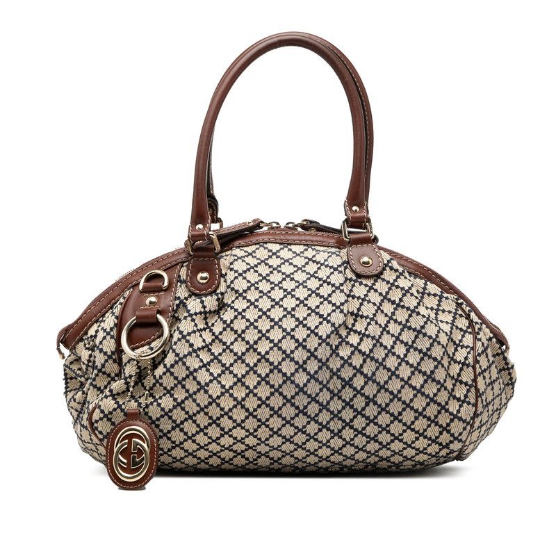 Gucci Gucci Diamante Sukey Canvas Leather Handbag Leather Handbag 223974 Duty Free For Usa in Beige, Women's