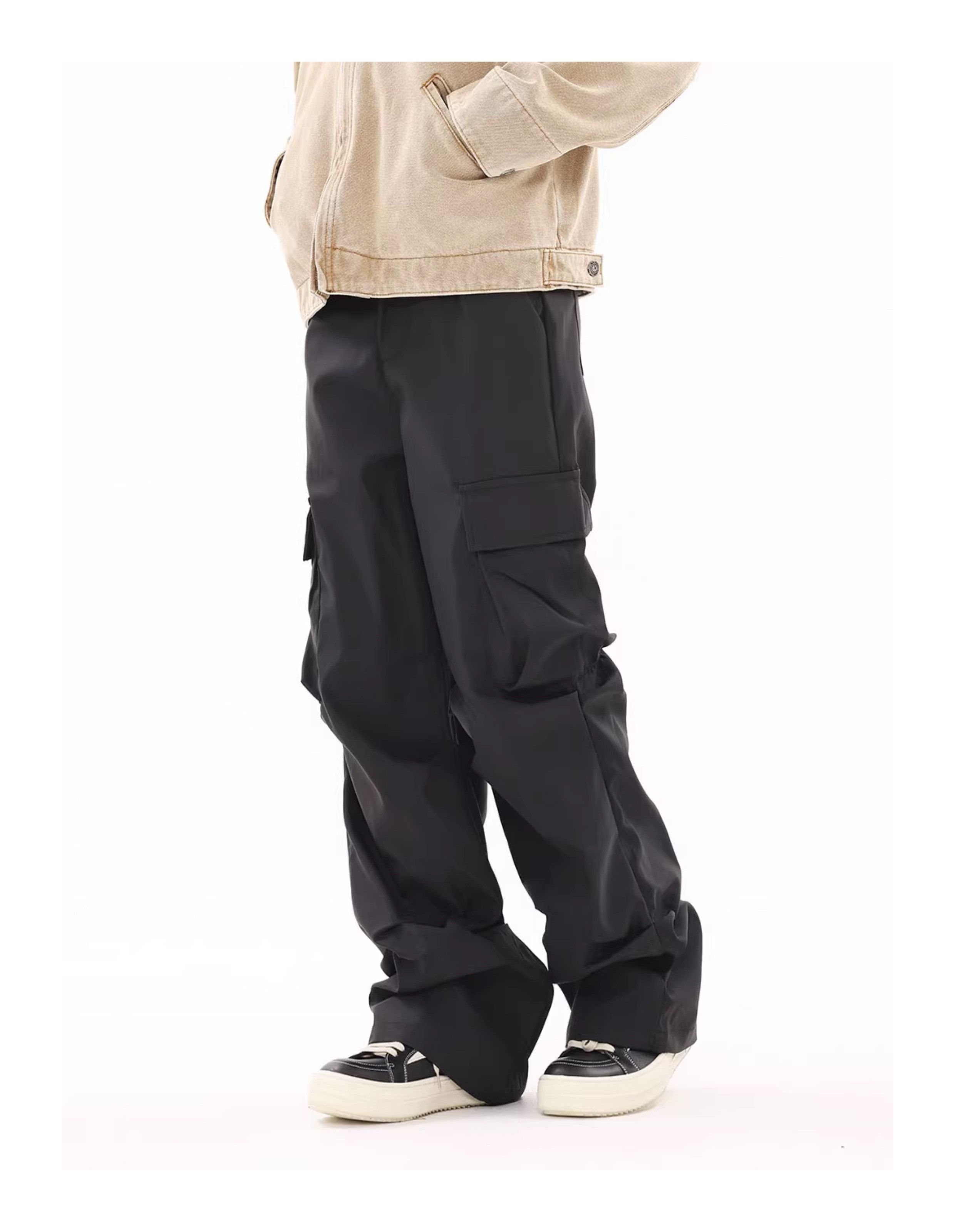 skate hiphop baggy stack pleated cargo pants