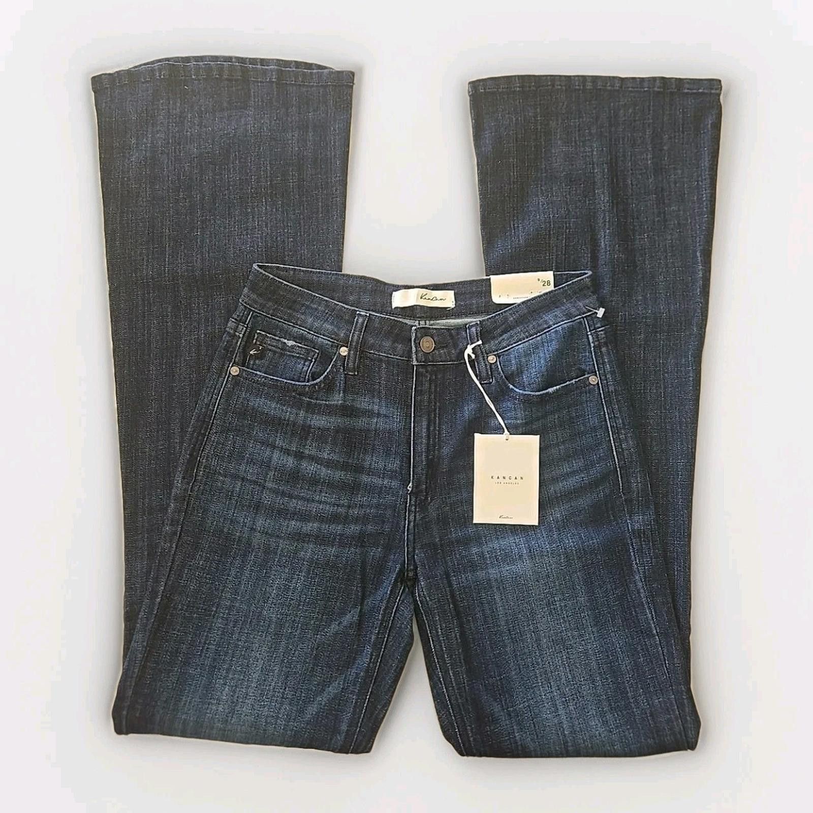 Kancan USA Kancan Jeans 9/28 Wide Leg Blue Denim Dark Wash Stretch NWT Size 28" / US 6 / IT 42 - 1 Thumbnail
