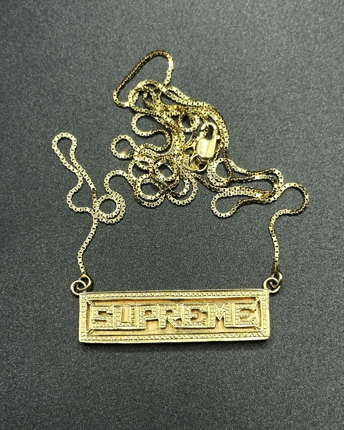 Supreme Rare 14K Gold Supreme New York Name Plate Pendant (2020) Size ONE SIZE - 3 Thumbnail