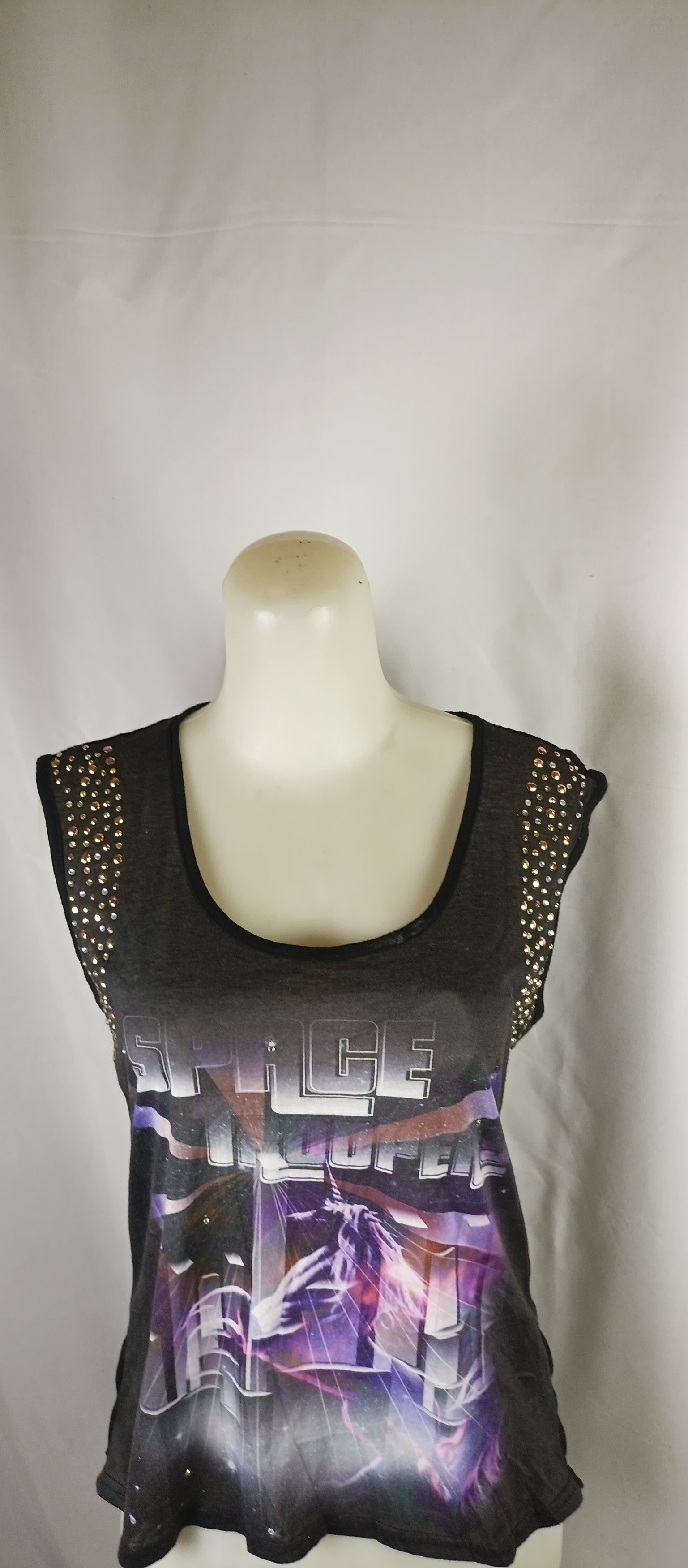 Japanese Brand VALLEY GIRL Space Trooper Rhinestone Tank Top Size S / US 4 / IT 40 - 2 Thumbnail