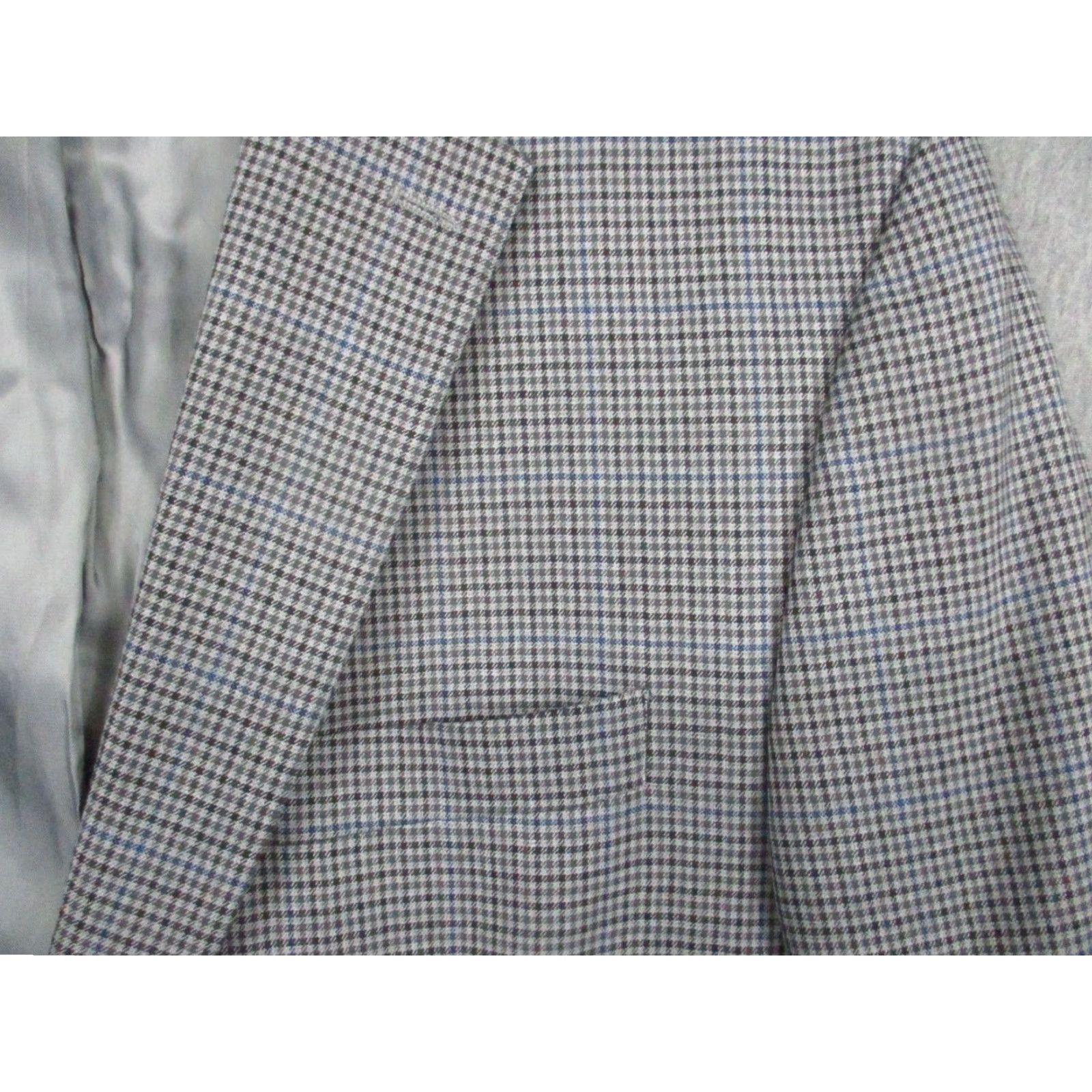 Ralph Lauren VINTAGE LAUREN RALPH LAUREN Blazer 44R Gray Plaid Polyester Stretch Jacket Single-Breasted Notch Lapel Men Size 44R - 2 Thumbnail