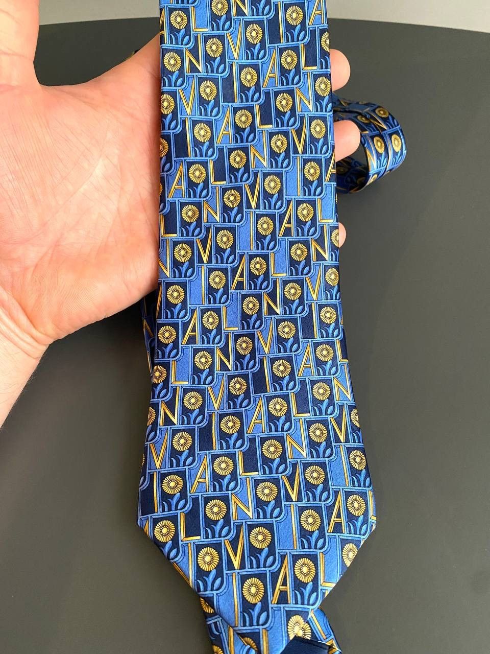 Lanvin Lanvin Paris Silk Tie Blue Monogram Pattern, Made in France Size ONE SIZE - 5 Thumbnail
