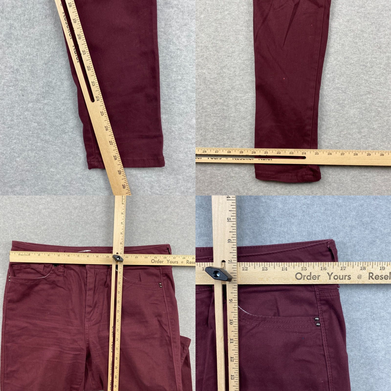 Vintage Seven7 Pants Womens 12 Maroon High Rise Skinny Stretch Pockets Size 34" / US 12 / IT 48 - 8 Thumbnail