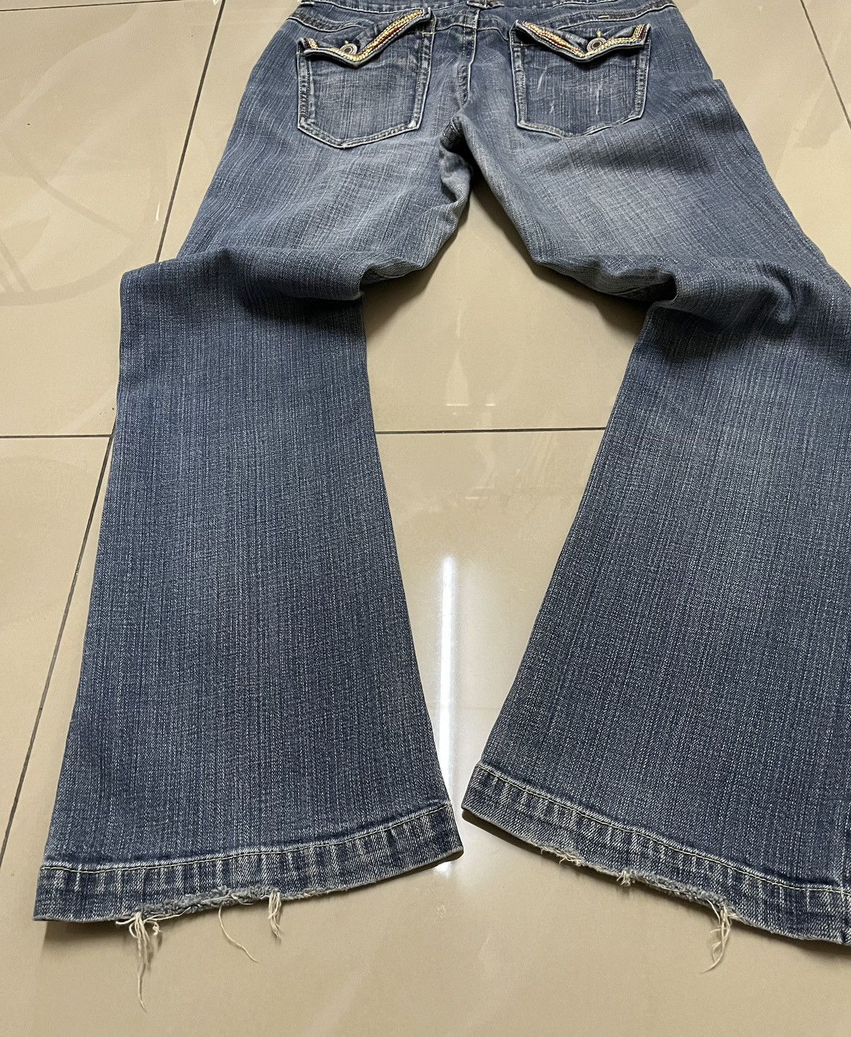 Japanese Brand Flare Jeans rainbow pocket denim distressed low rise Size US 28 / EU 44 - 13 Thumbnail