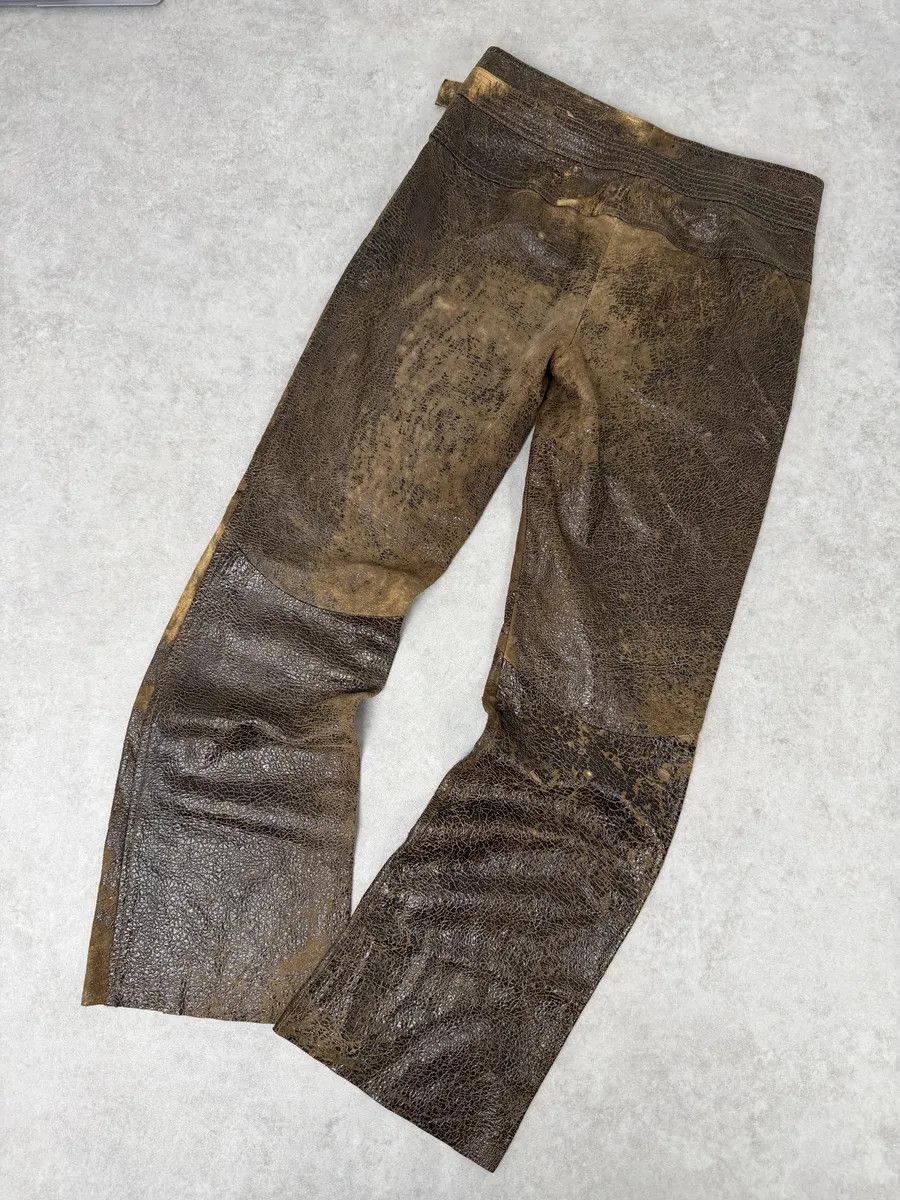 Roberto Cavalli AW2000 Roberto Cavalli Brown Eroded Leather Burnt Pants Size 26" / US 2 / IT 38 - 6 Thumbnail