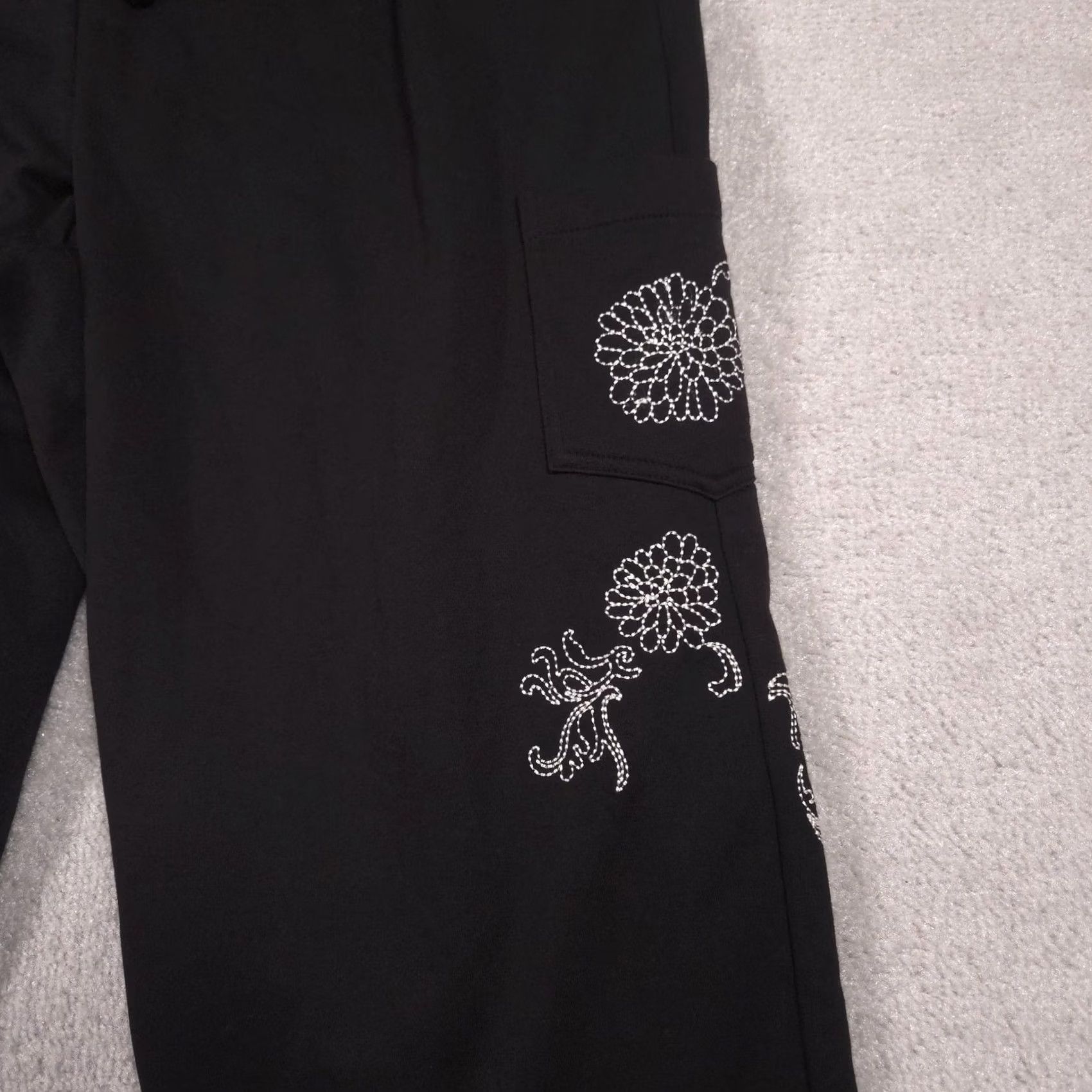 Vintage Breckenridge Sweatpants Womens XL Black Jersey Floral Rhinestone Fall Blooms Size XL / US 12-14 / IT 48-50 - 5 Thumbnail