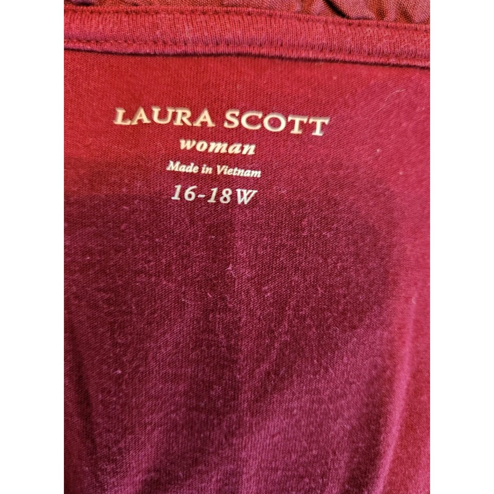 Vintage Laura Scott Burgundy Button Front Long Sleeve Casual Top Plus Woman 16 18 Size XXL / US 16-18 / IT 52-54 - 6 Thumbnail