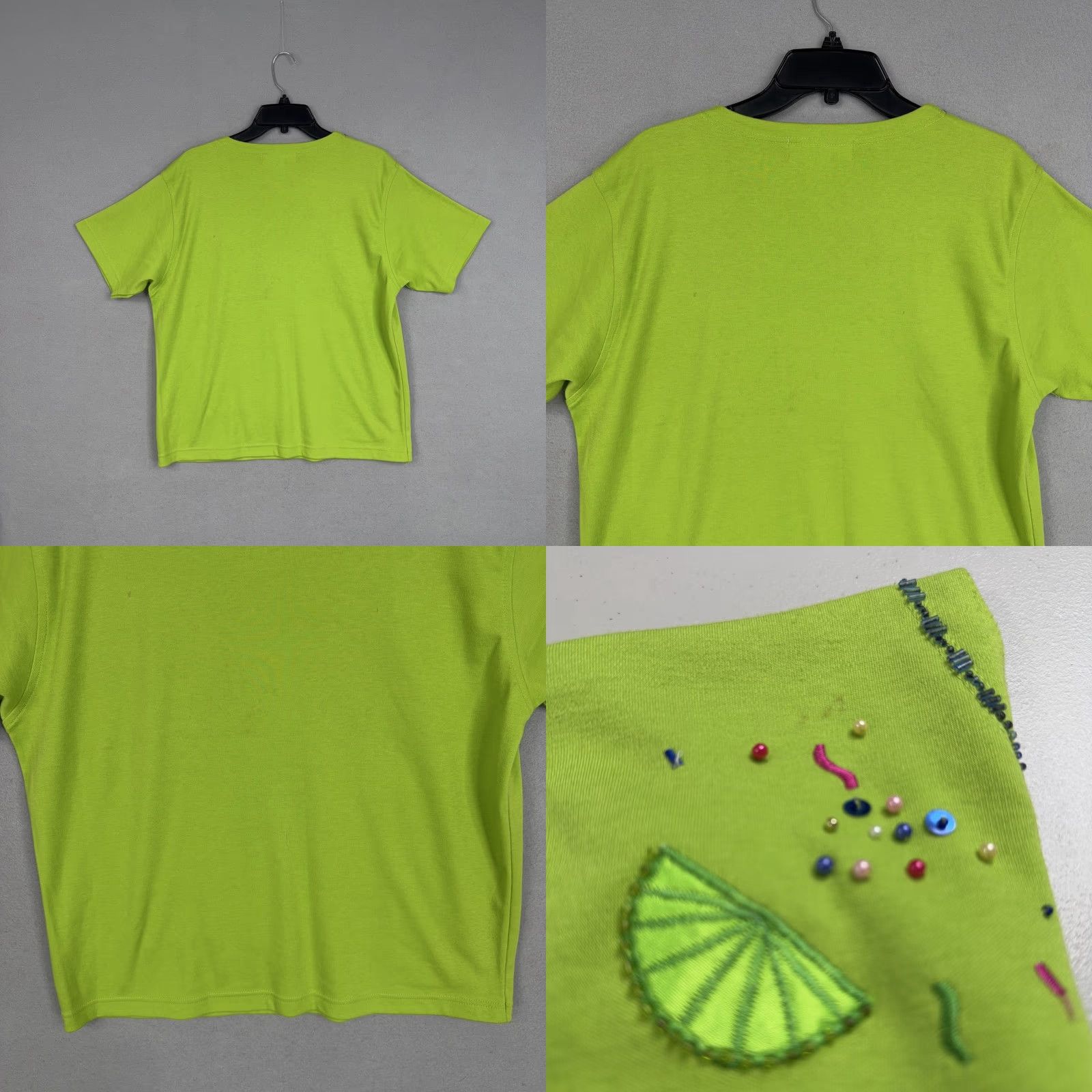 Vintage VINTAGE Victoria Harbour Shirt Womens XL Green Cocktail Dice Beaded Top 90s Size XL / US 12-14 / IT 48-50 - 8 Thumbnail