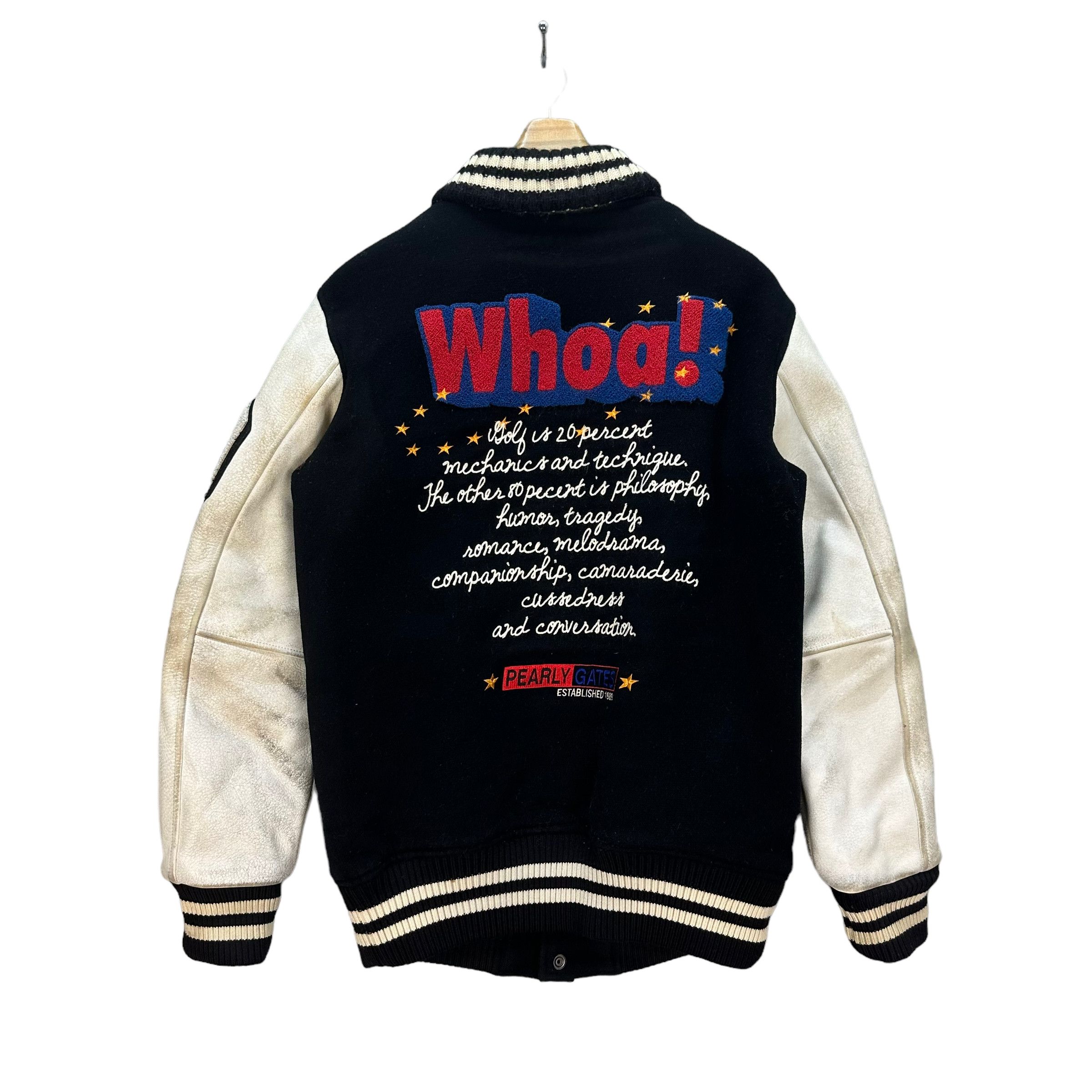 image of Pearly Gates Wool Leather Varsity Jacket 8180-209, Men's (Size Medium)