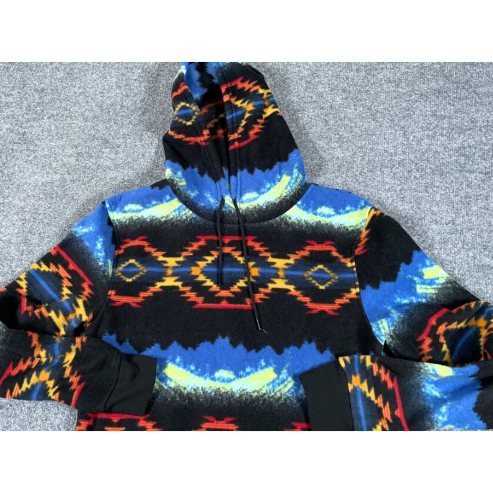 Vintage Departwest Hoodie Adult Small Black Orange Fleece Geometric Aztec Pattern Retro Size US S / EU 44-46 / 1 - 5 Thumbnail