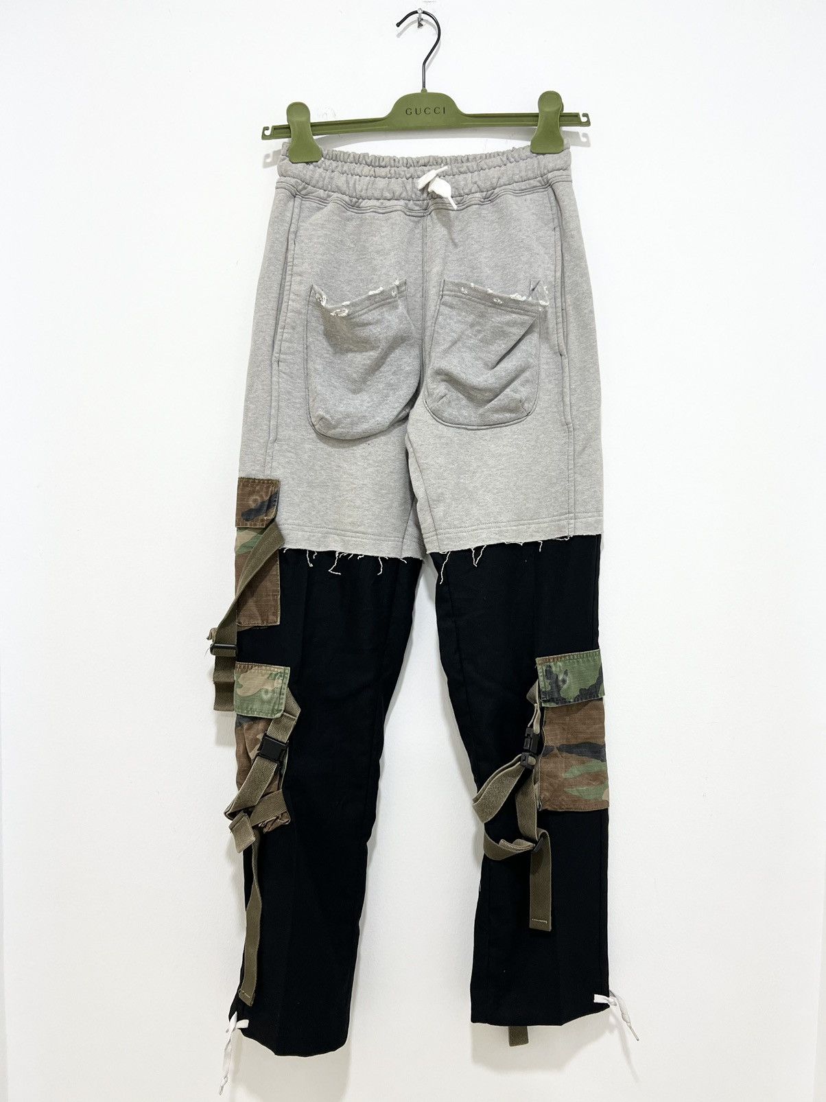 Image of Archival Clothing x Avant Garde Number Nine Hybrid Cargo Pants Bondage in Black/Gray (Size 30)