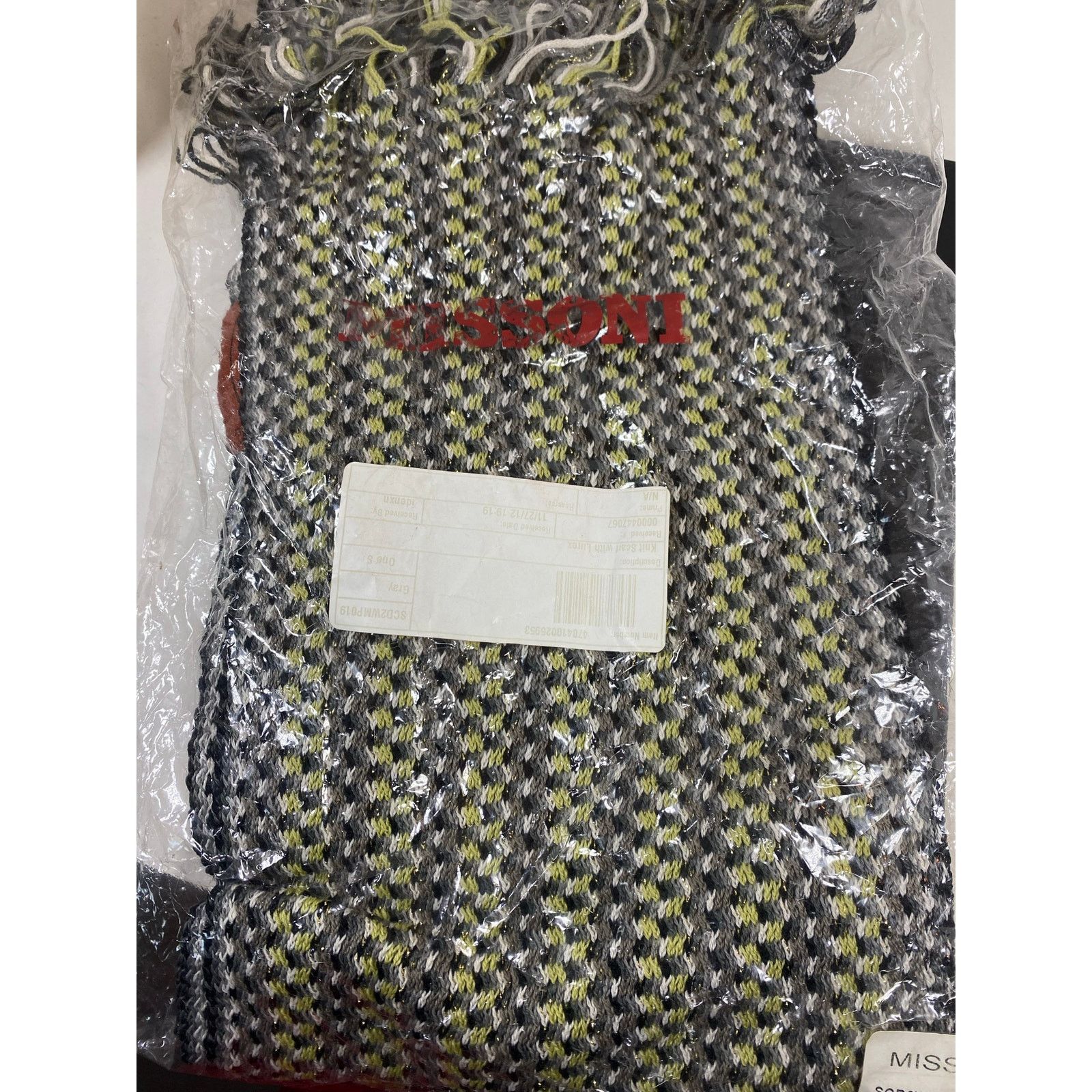 Missoni Missoni Knit Scarf w/ Lurex Black/Yellow/Gray NEW Size ONE SIZE - 2 Thumbnail