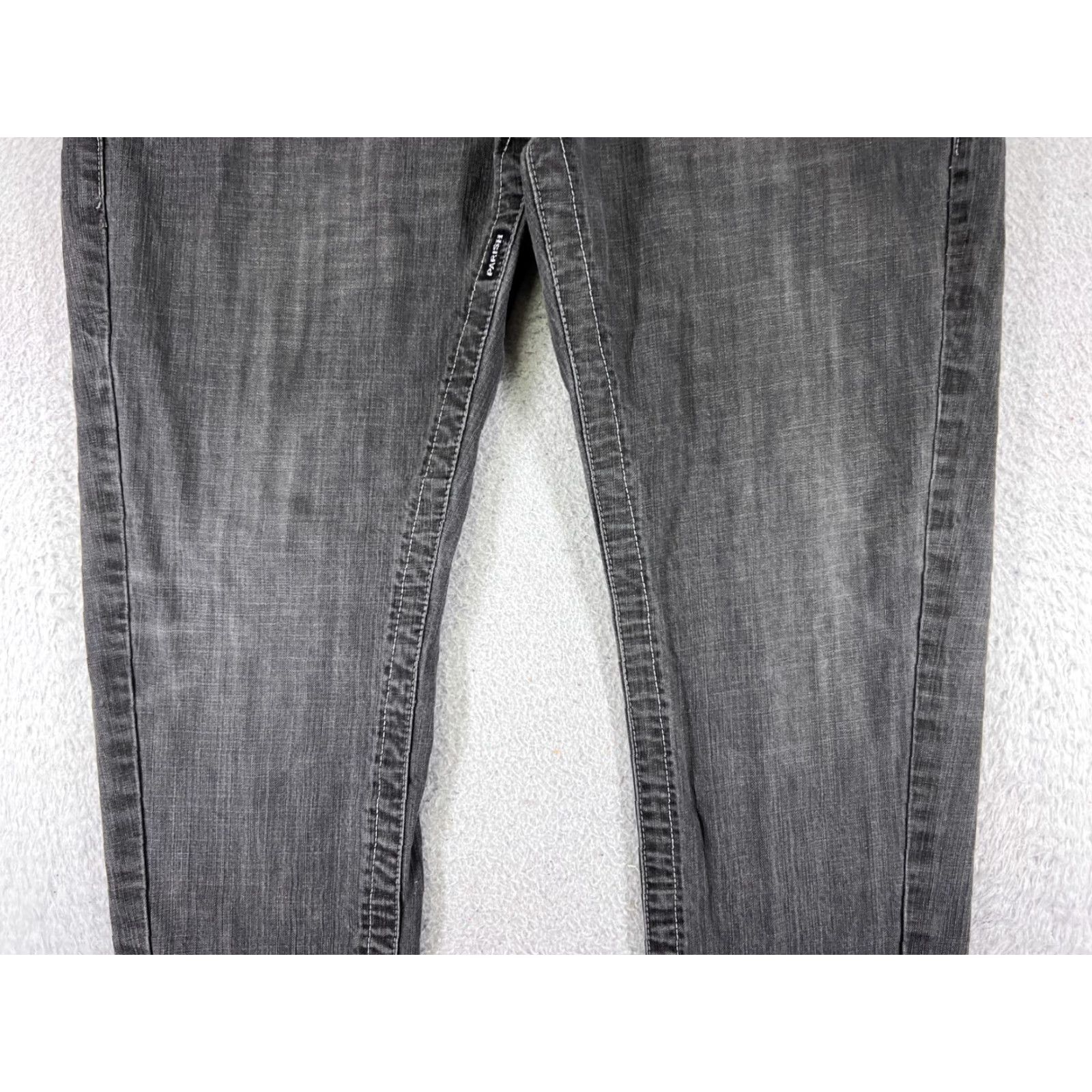 Denime Parish Jeans Mens 38 Black Denim Straight Leg Button Fly Embellished 90s Money Designer Vintage Relaxed 5-Pocket Black Mens Jeans Size US 38 / EU 54 - 3 Thumbnail