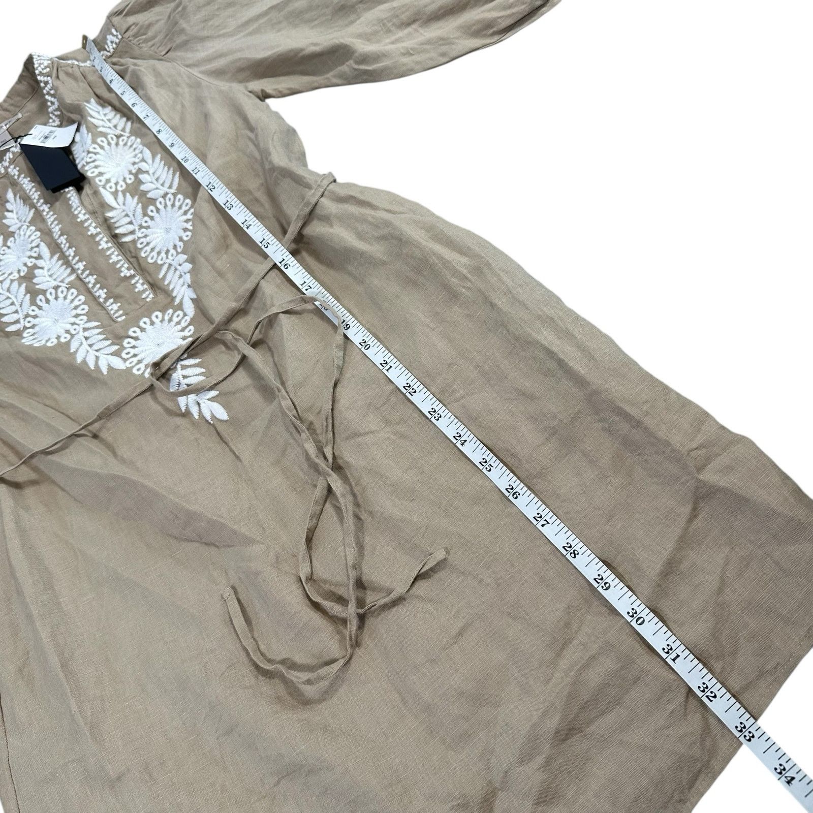 Banana Republic Embroidered Belted Linen Dress Size XXS