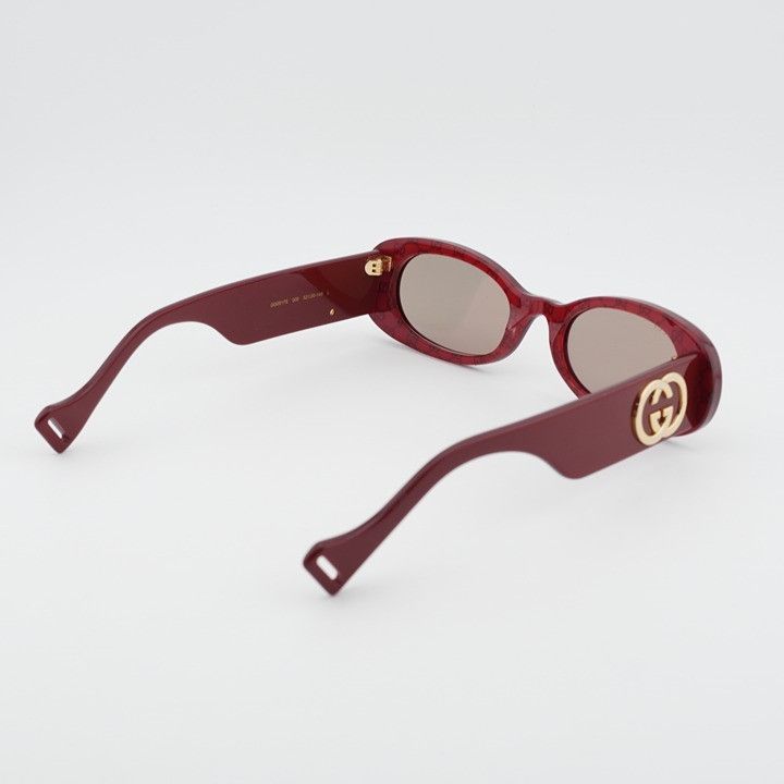 Gucci Gucci GG0517S 009 Sunglasses Burgundy Oval Frame Size ONE SIZE - 6 Thumbnail