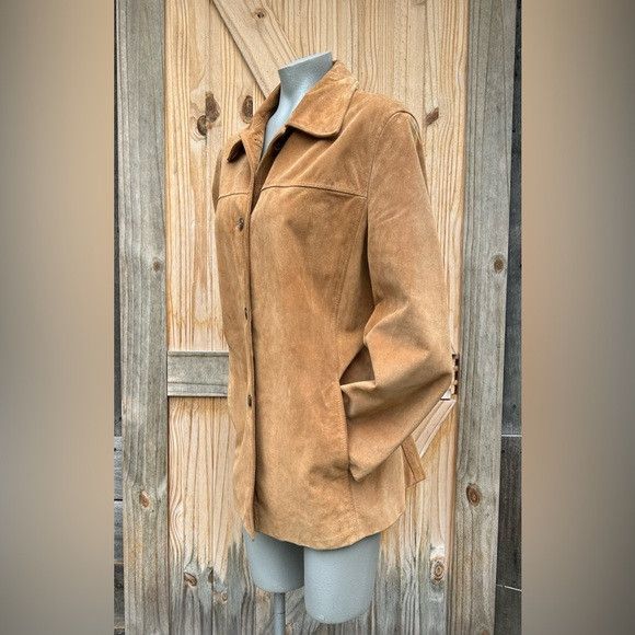 Other Mark New York Womens Tan Genuine Suede Shirt Jacket~L~ Size L / US 10 / IT 46 - 3 Thumbnail