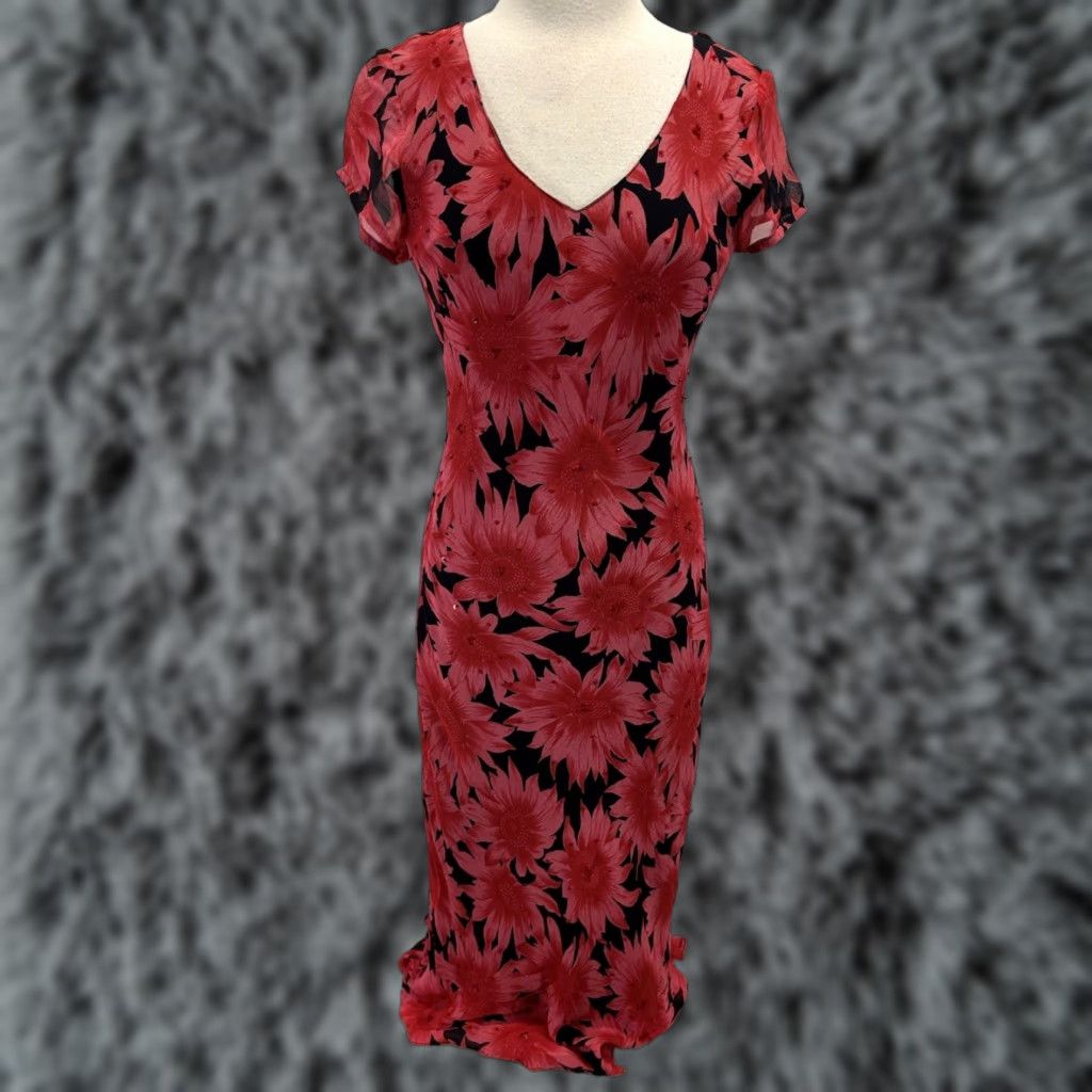 Paradise VINTAGE Paradise Floral Sheath Dress Sz S Black Y2K Grunge Cocktail 90s Womens Size S / US 4 / IT 40 - 1 Thumbnail