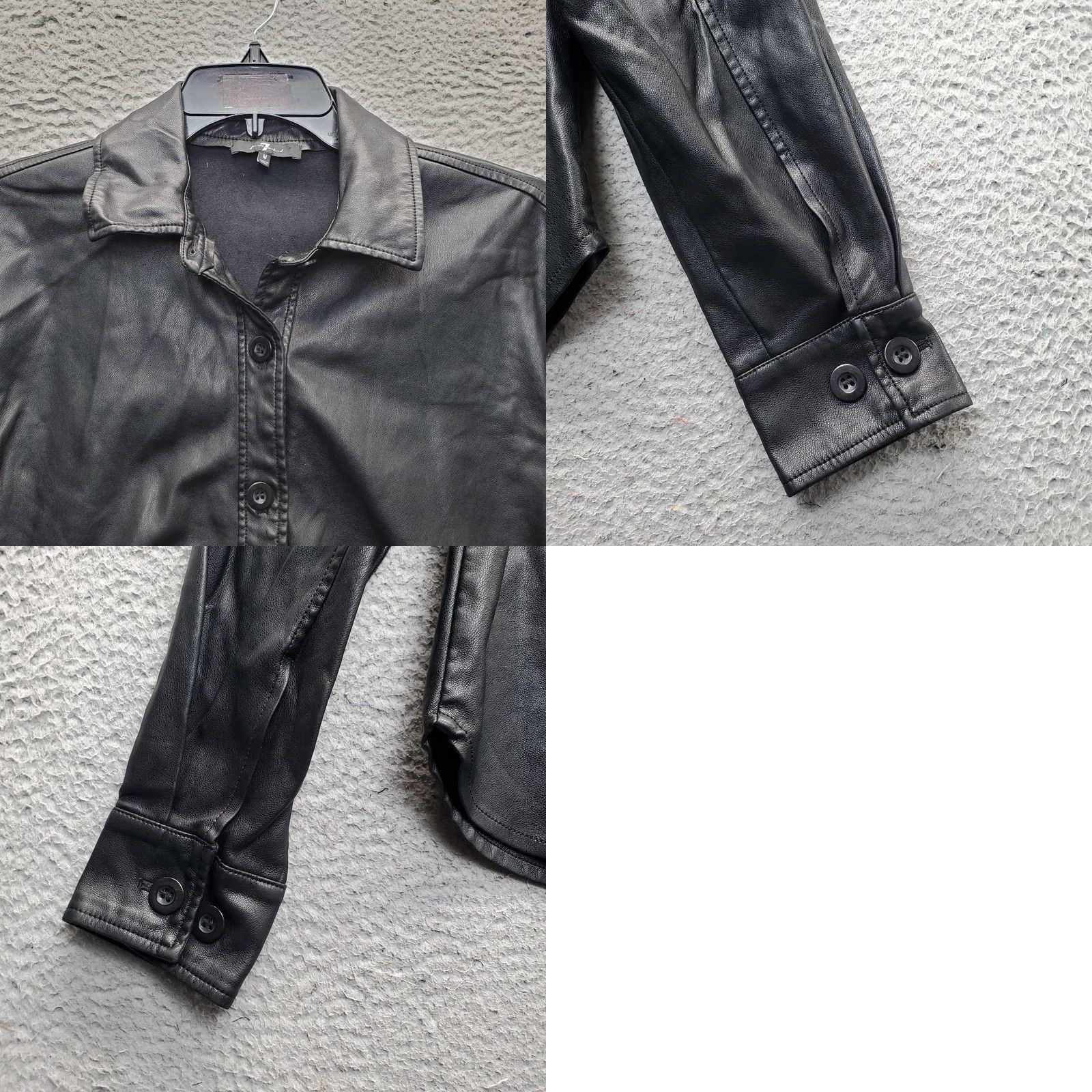 7 For All Mankind 7 For All Mankind Faux Leather Shirt Jacket Womens M Black Collared Button Front Shirt Size M / US 6-8 / IT 42-44 - 8 Thumbnail