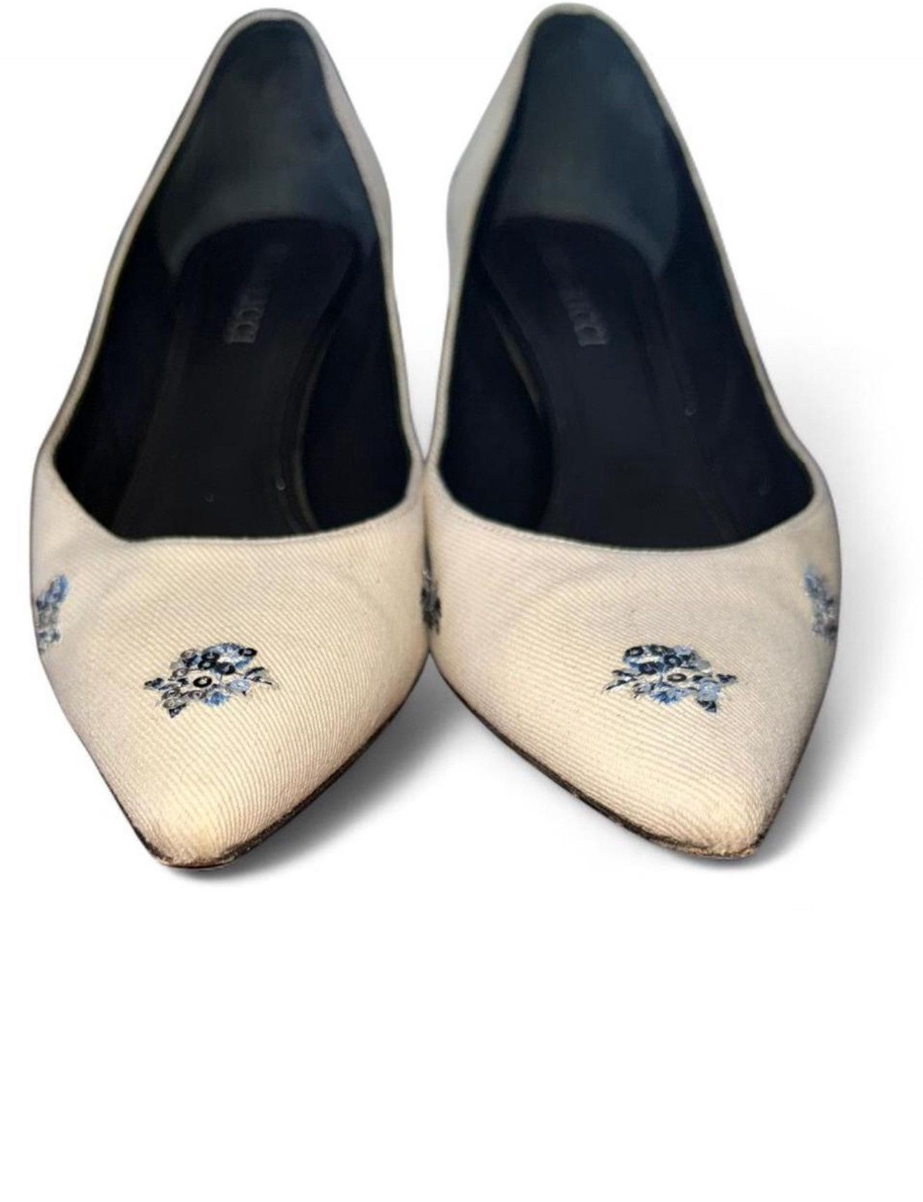 Nina Ricci Nina Ricci kitten heel Canvas denim pumps with floral sequin Size US 9.5 / IT 39.5 - 7 Thumbnail