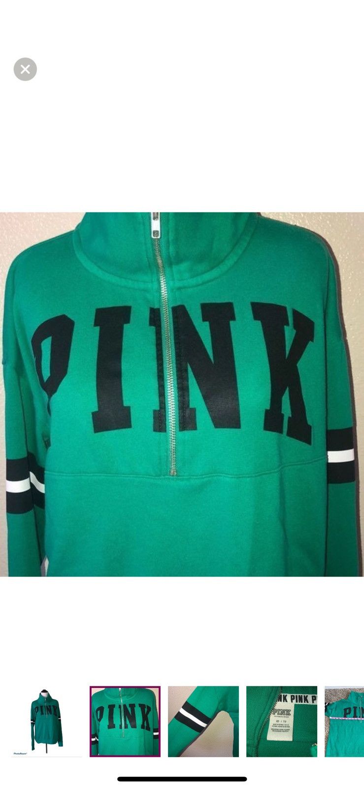 Victoria's Secret Pink Victoria’s Secret XS green quarter zip sweatshirt Size XS / US 0-2 / IT 36-38 - 4 Thumbnail