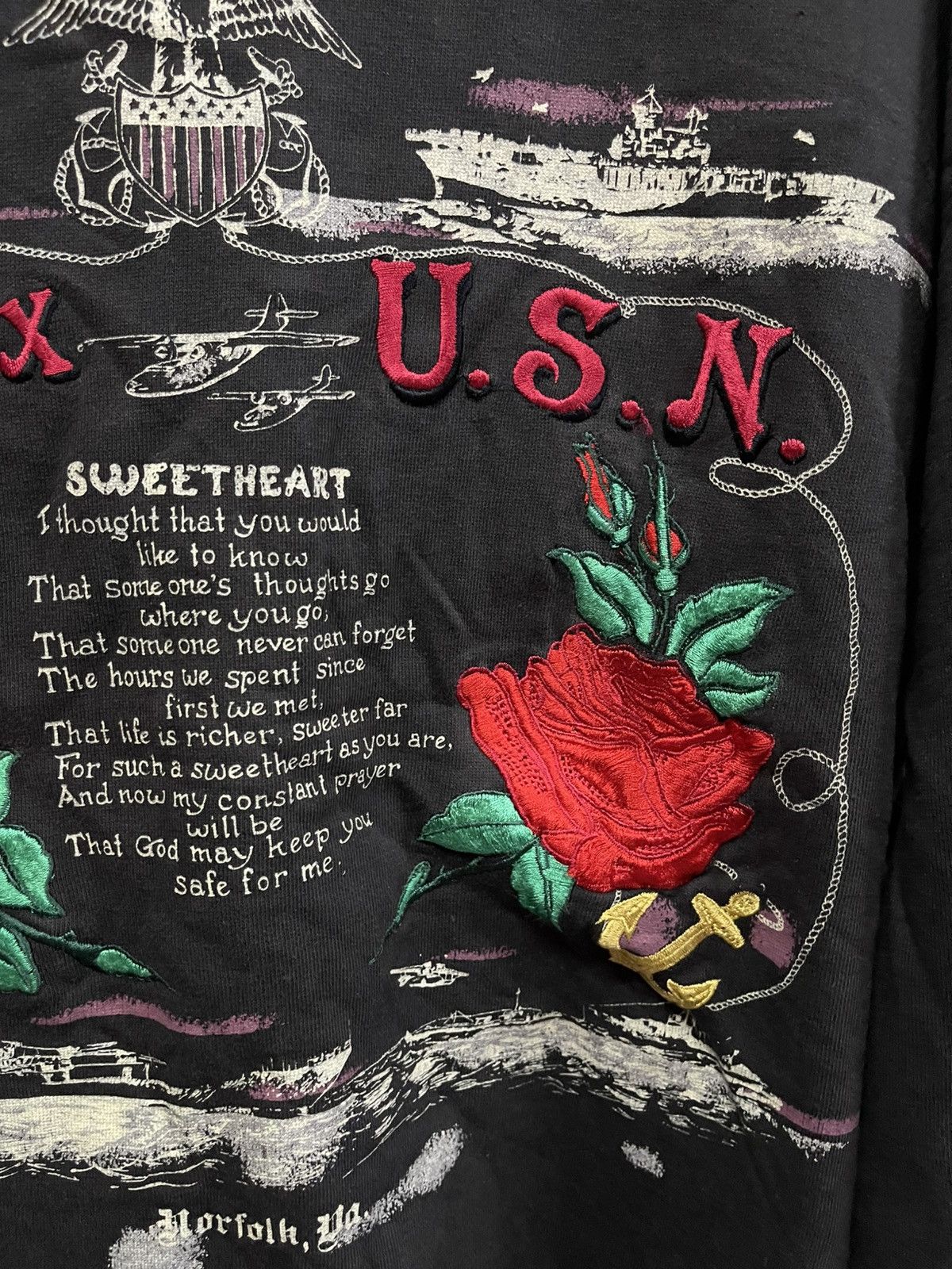 Avirex Vintage 90s Avirex USN embroidered roses sweatshirt🔥🔥🔥 Size US S / EU 44-46 / 1 - 6 Thumbnail